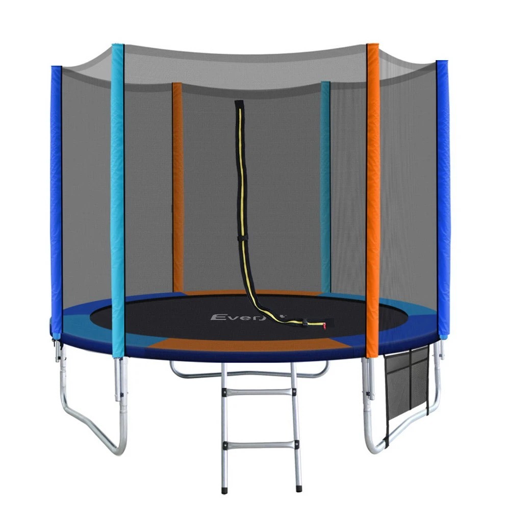 1 Everfit 8FT Trampoline for Kids w/ Ladder Enclosure Safety Net Pad Gift Round - Multi, 1 of 7