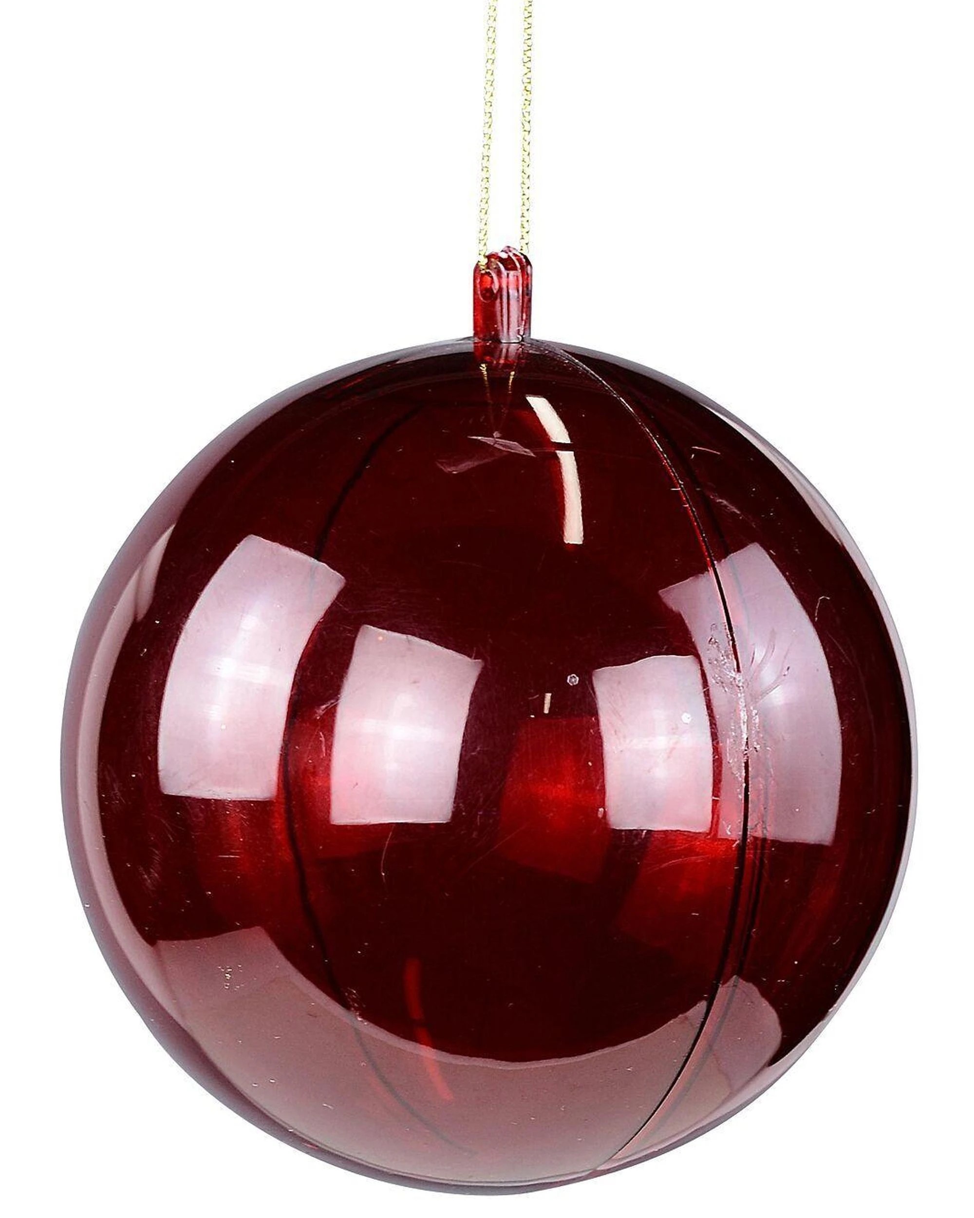 Christmas Warehouse Red Lustrous Signature Transparent Bauble - 10cm ...