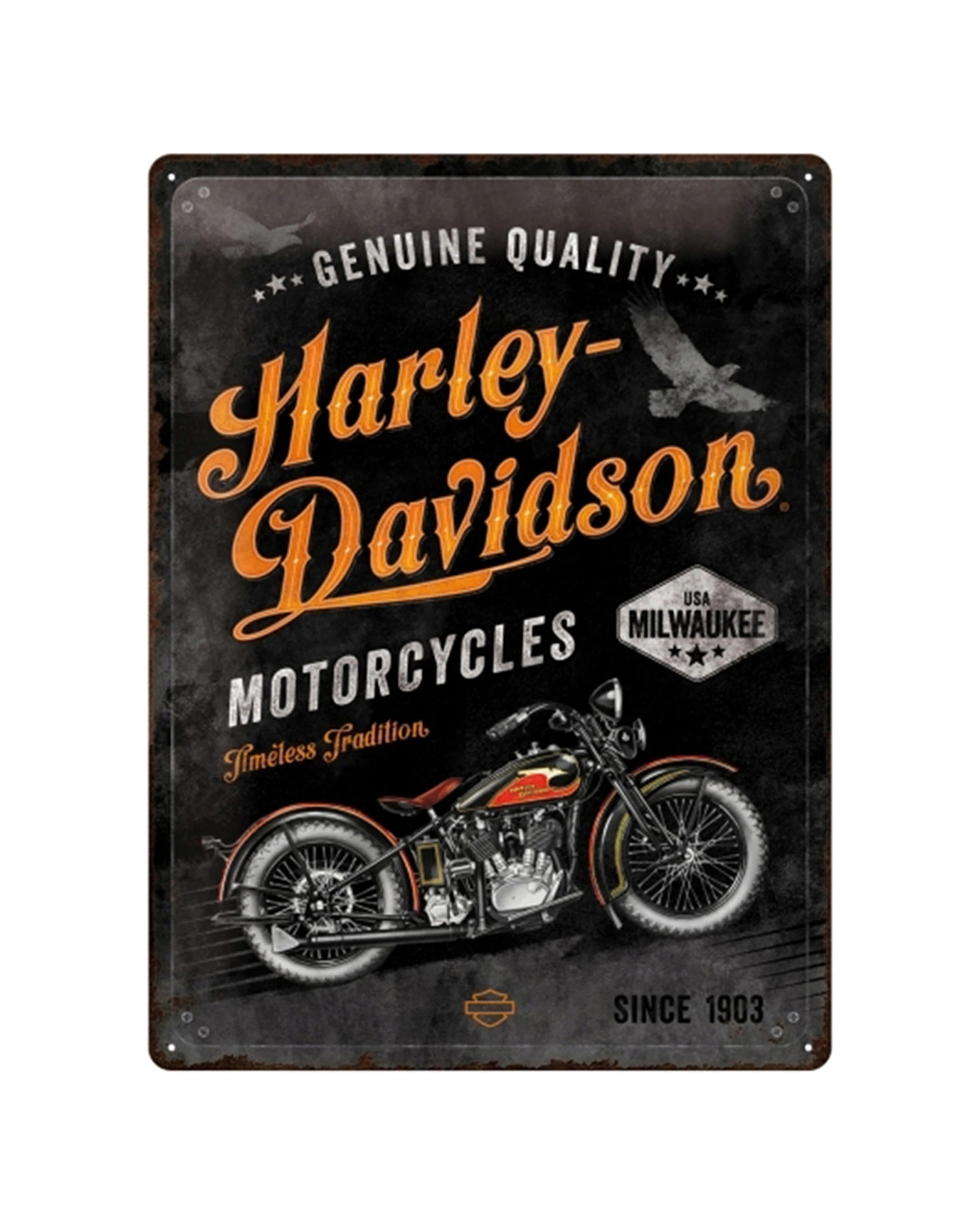 1 Nostalgic-Art Large 30x40cm Metal Wall Art Sign Plaque - Harley Timeless Tradition - Multi, 1 of 1