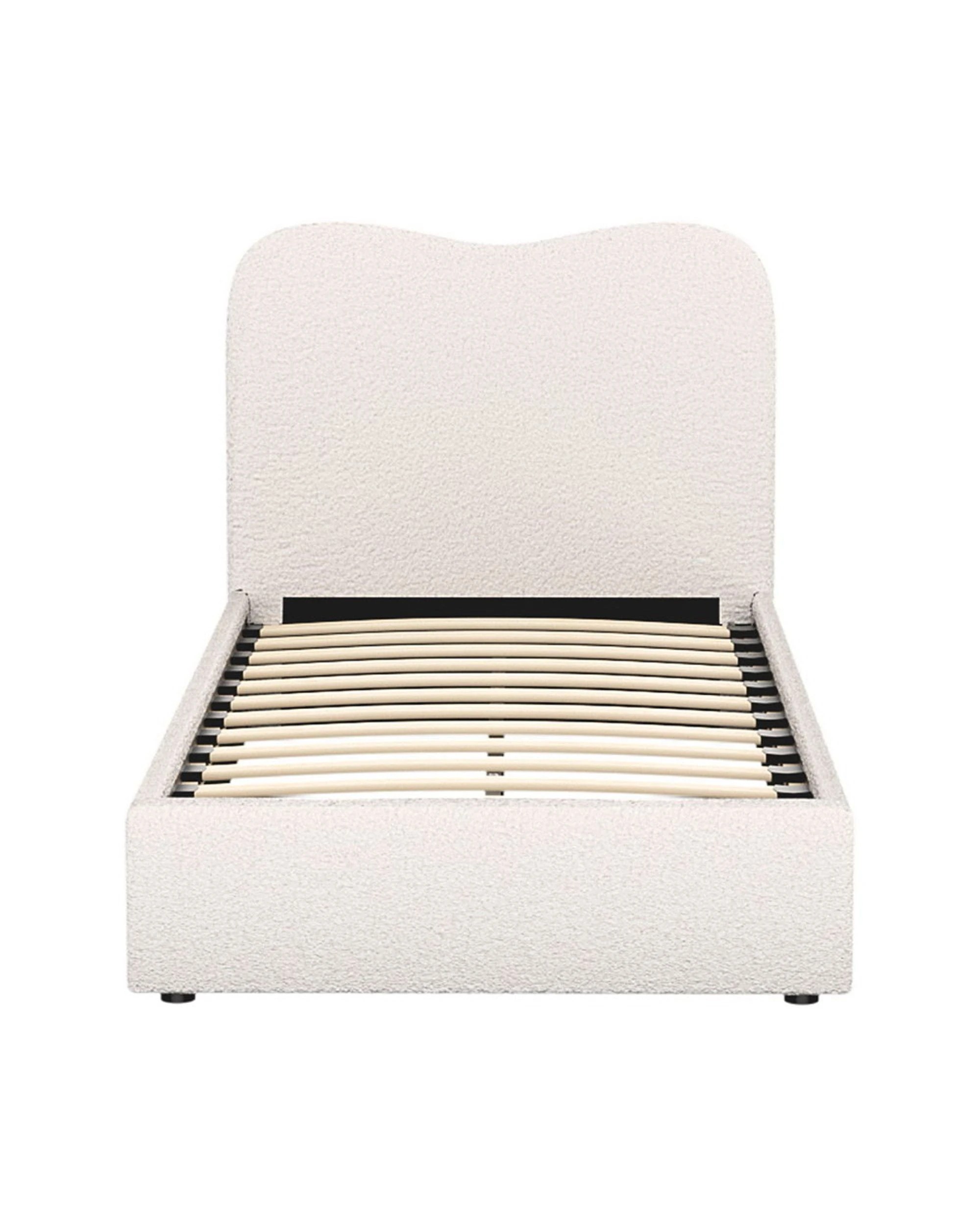 3 Artiss Bed Frame Single Size Boucle DARA - White, 3 of 5