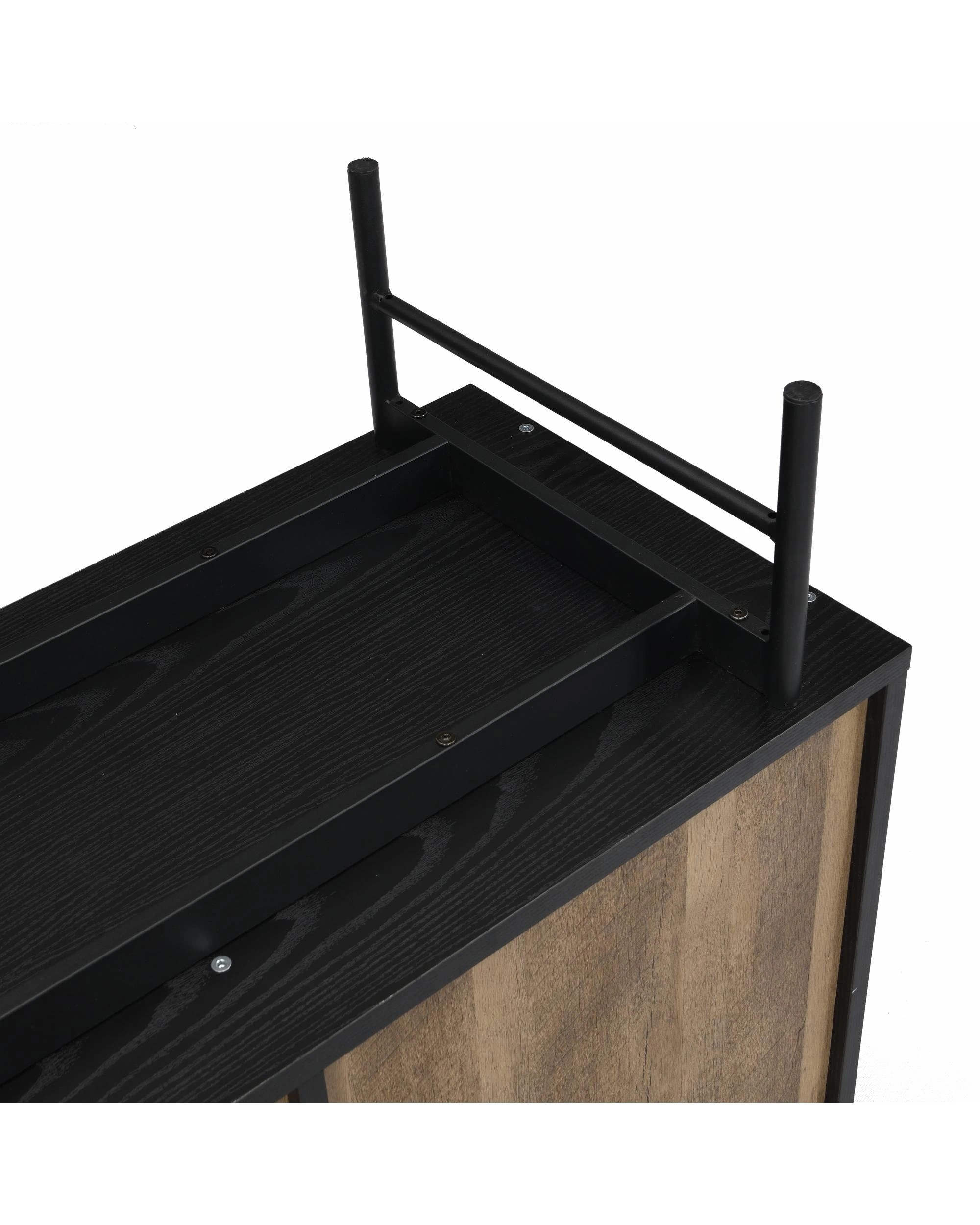 7 Kodu Buffet Sideboard Industrial Storage Cupboard 4 Doors - Black, 7 of 7