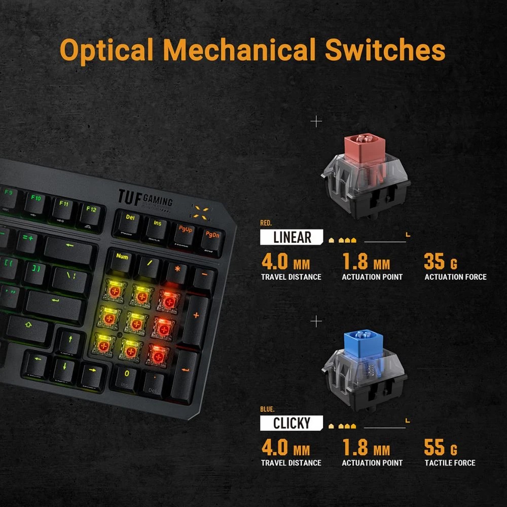 7 Asus TUF K3 II RGB Gaming Keyboard Black, 7 of 7