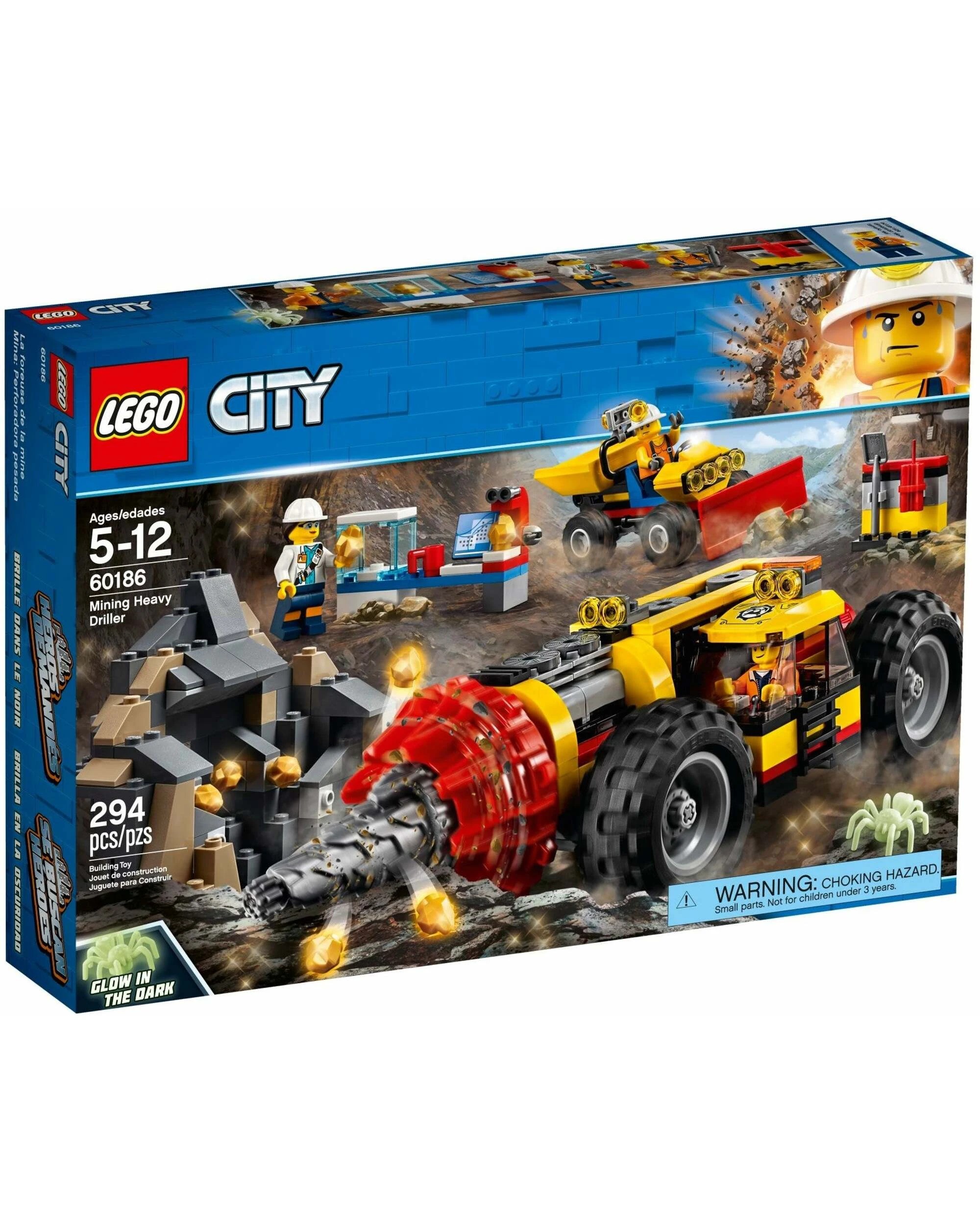 LEGO 60186 Mining Heavy Driller with Geologist & Glow Spider - Kmart