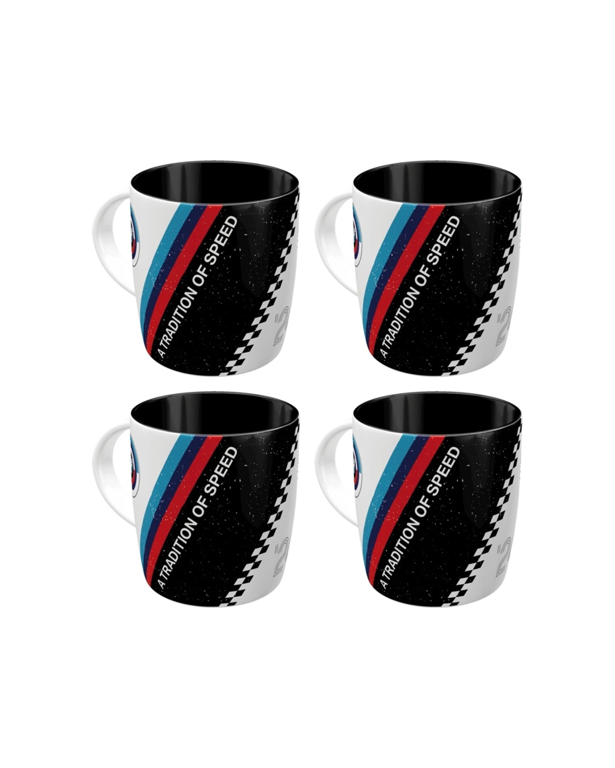 1 Nostalgic-Art 4PK Ceramic Mug 330ml Retro Design - BMW Motorsport Tradition Of Speed - Black, 1 of 5