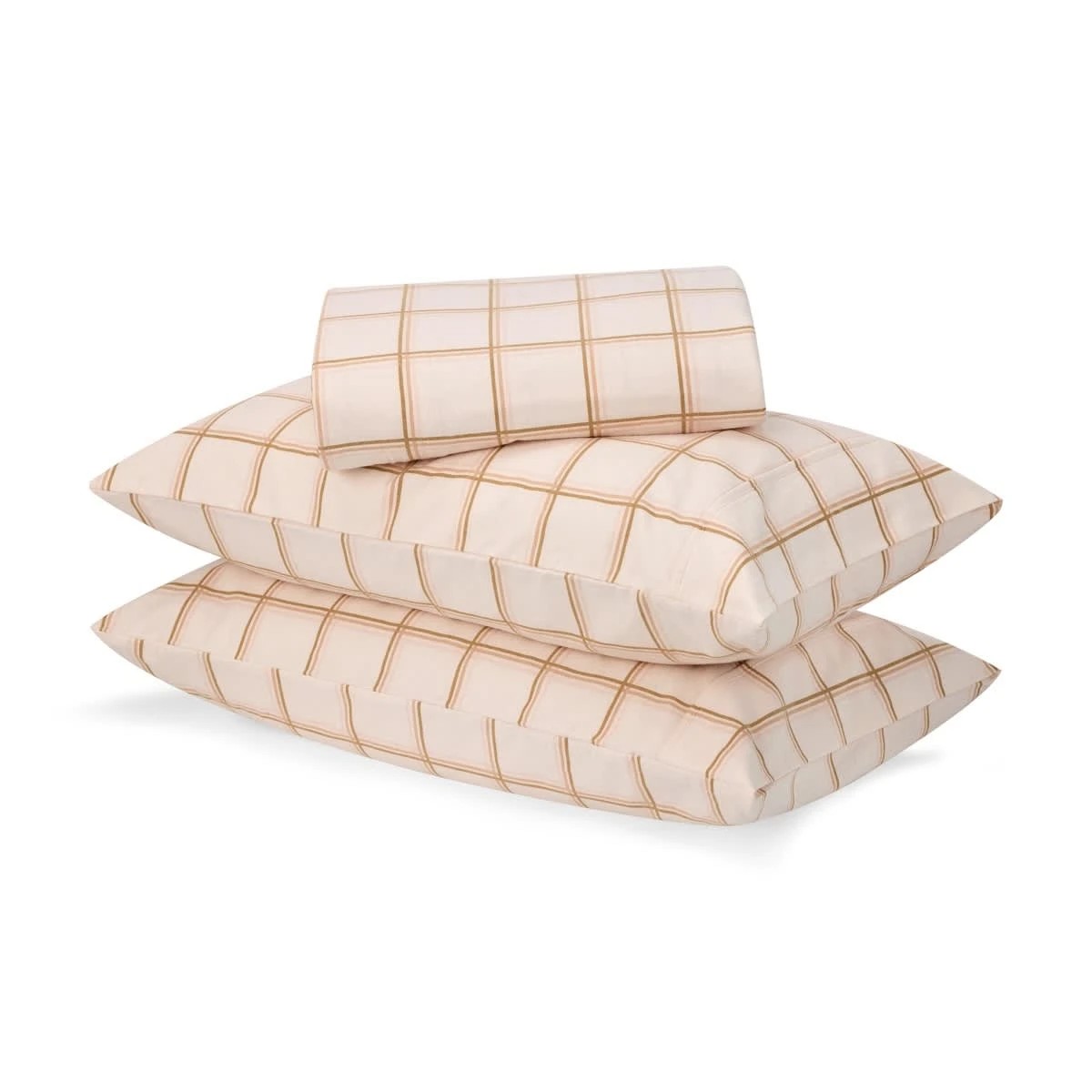 1 Flannelette Cotton Check Sheet Set - Queen Bed, Pink, 1 of 7