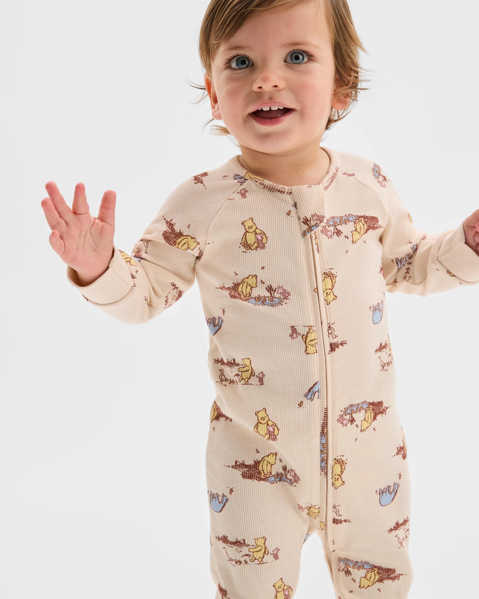 2 Disney Winnie The Pooh Organic Cotton Baby Rib Footless Coverall WINNIE & FRIENDS, 2 of 4