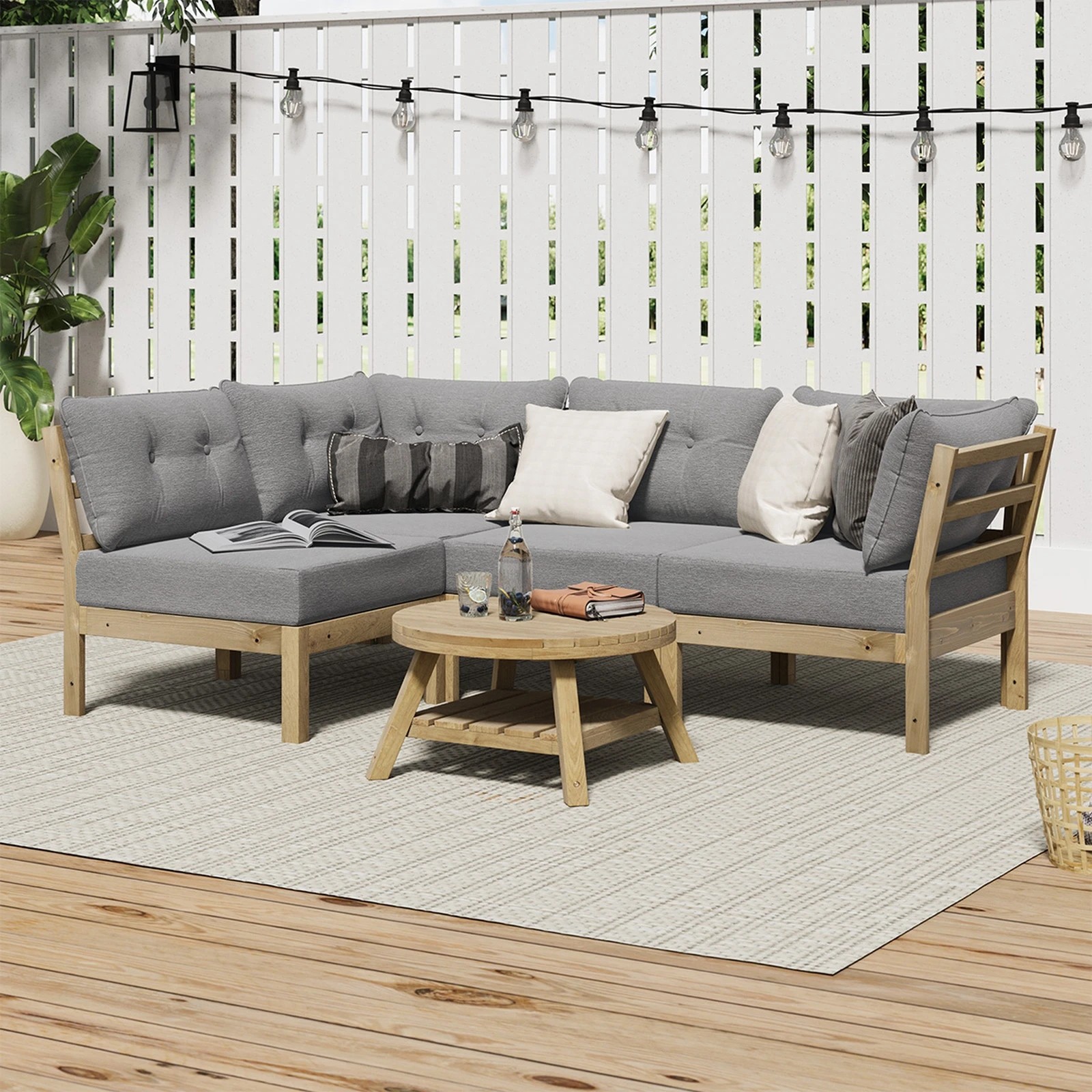 4 Livsip 4 Seater Outdoor Sofa Set Lounge Setting - Grey, 4 of 10