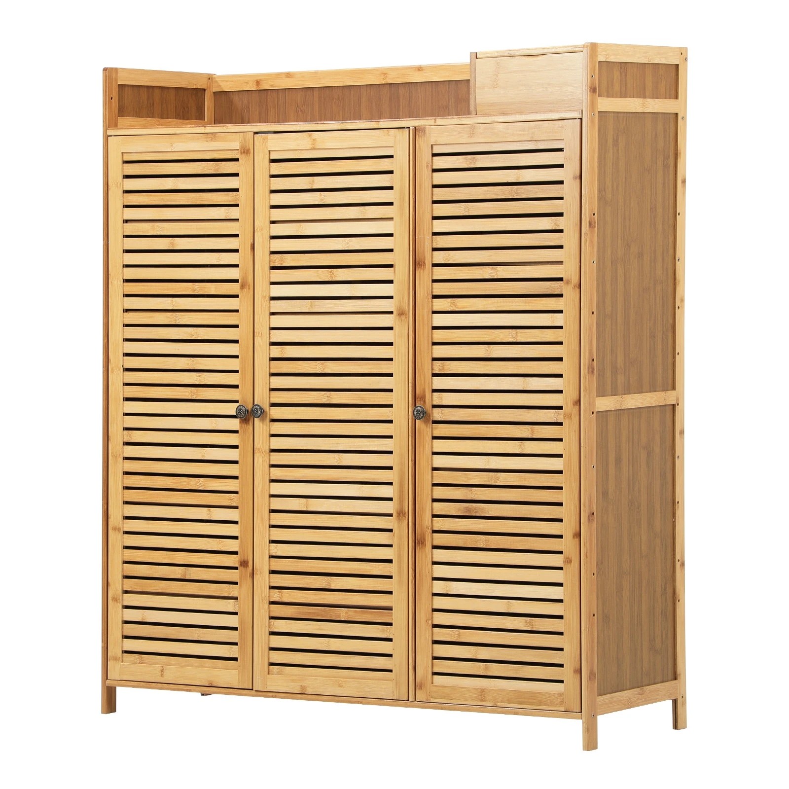 1 Oikiture Shoe Storage Cabinet Shoes Rack Organiser Shelf 3 Doors Adjustable
 - Natural, 1 of 9