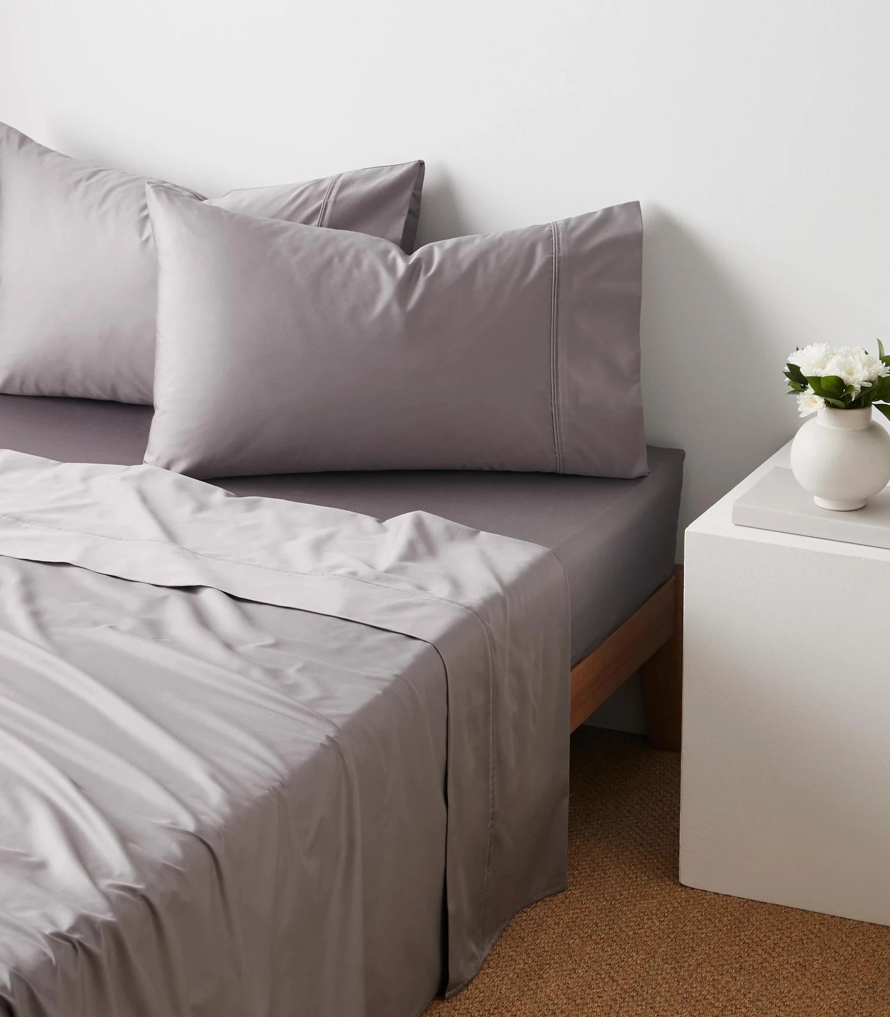 1 Target Egyptian Cotton 600 Thread Count Pillowcase 2 Pack - Queen Bed - Grey, 1 of 1