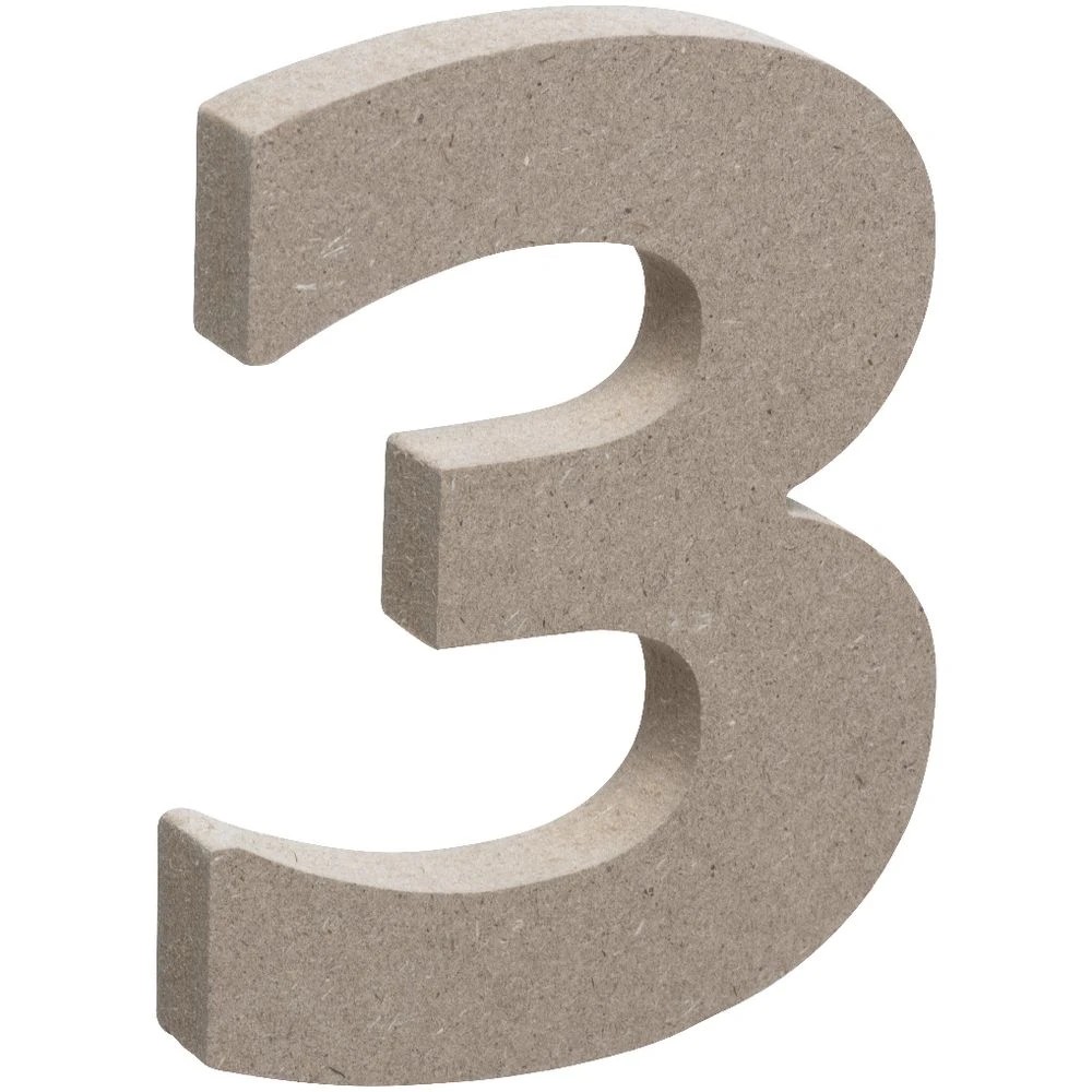 3 Born Wooden Number 3 10cm, 3 of 3