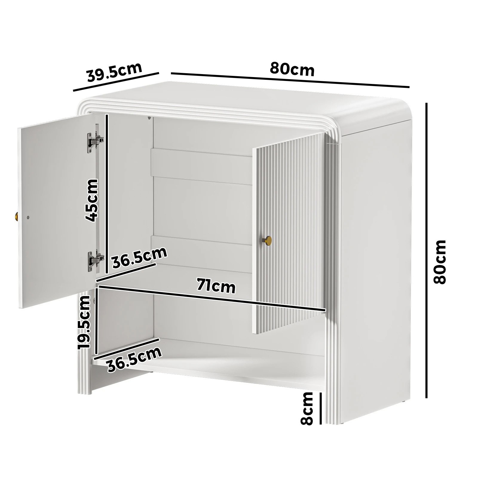 2 Oikiture Buffet Sideboard Storage Cabinet 2 Doors - White, 2 of 10
