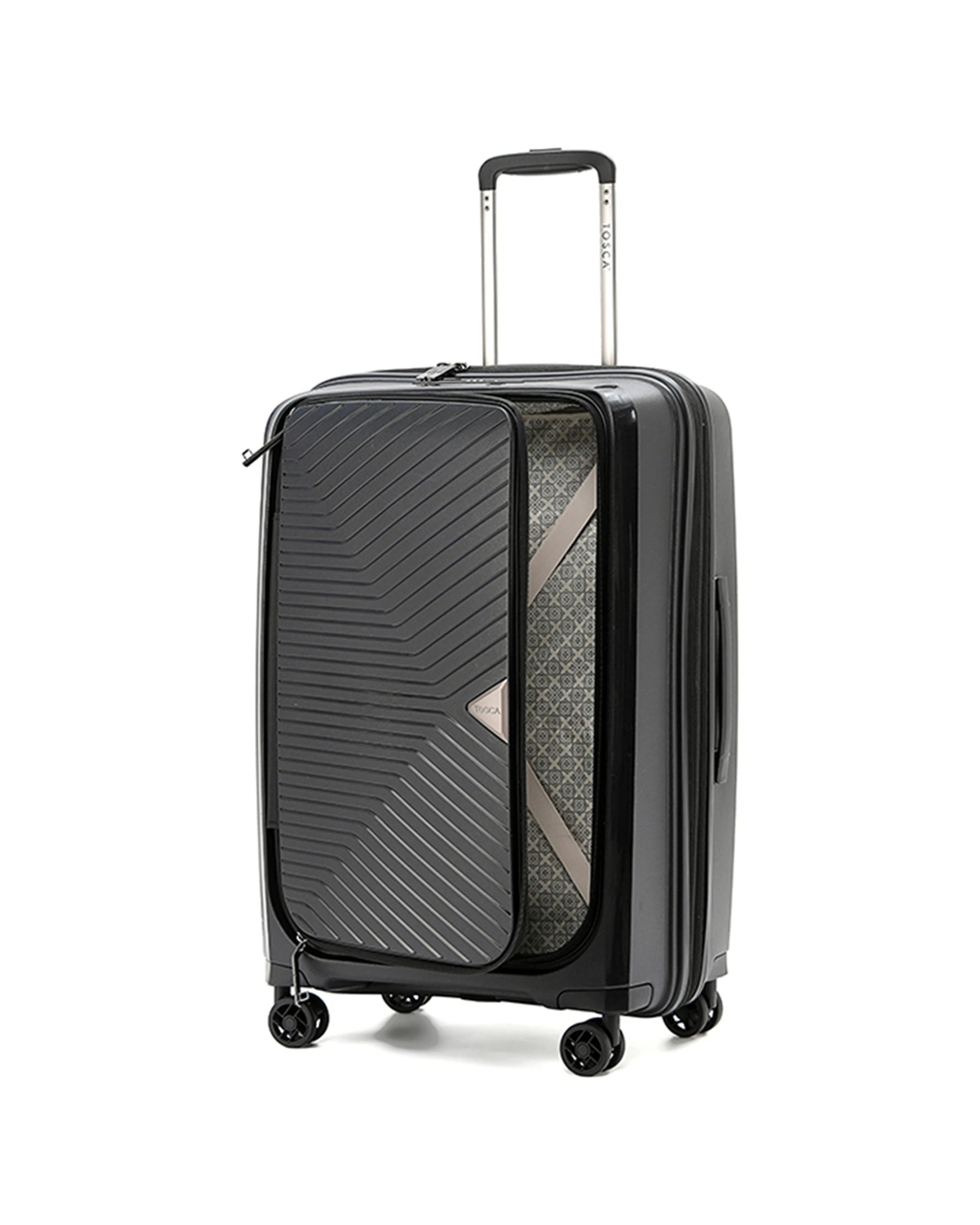 2 Tosca 3Pc Space X 20" Carry On 25/29" Trolley Case Set - Black, 2 of 6