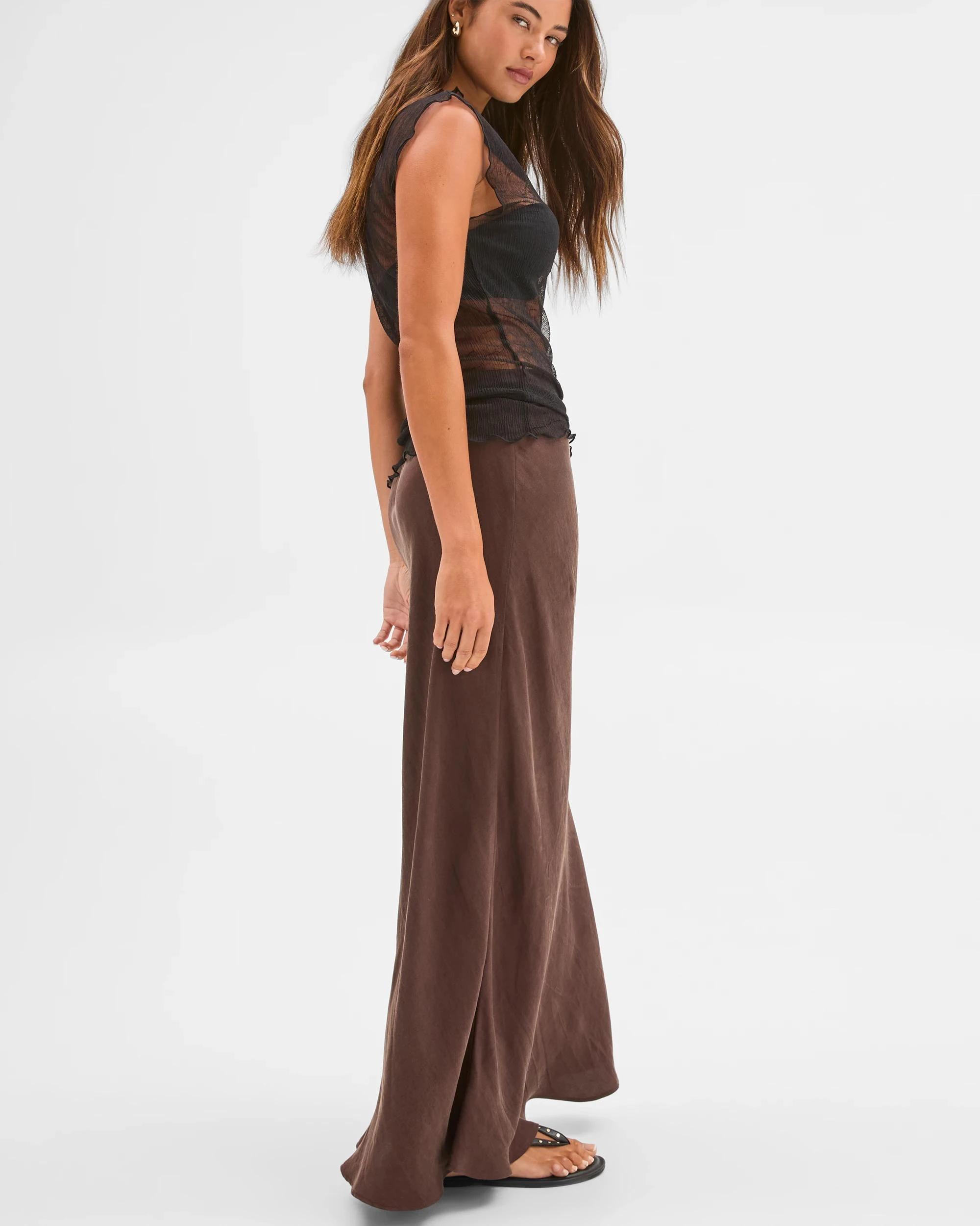 5 Lily Loves Bias Cut Maxi Skirt DARK COCOA, 5 of 6