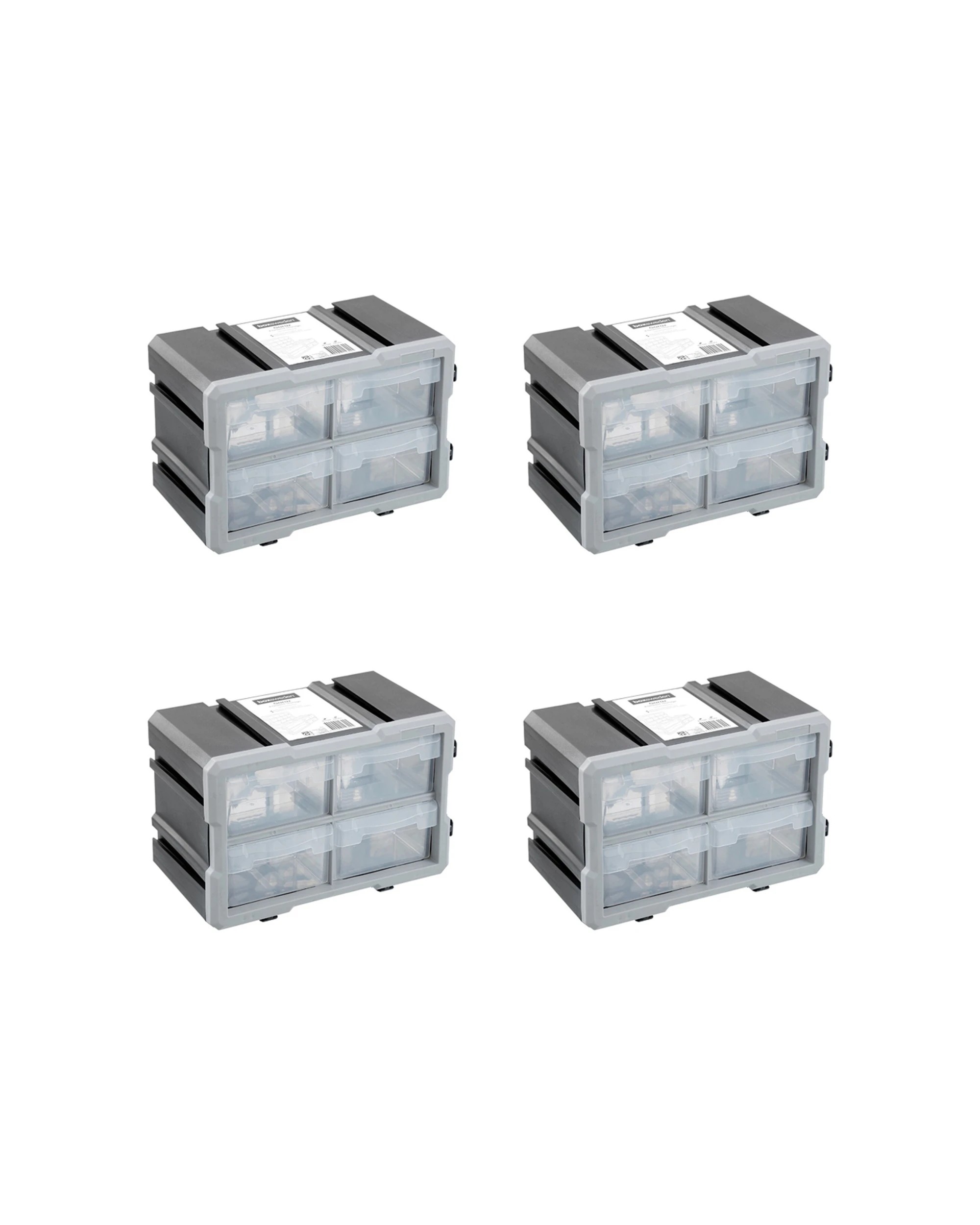 1 Boxsweden Garaz 4-Drawer Storage Organiser 29.5x19.5cm 4PK Stackable Modular
 - grey, 1 of 6