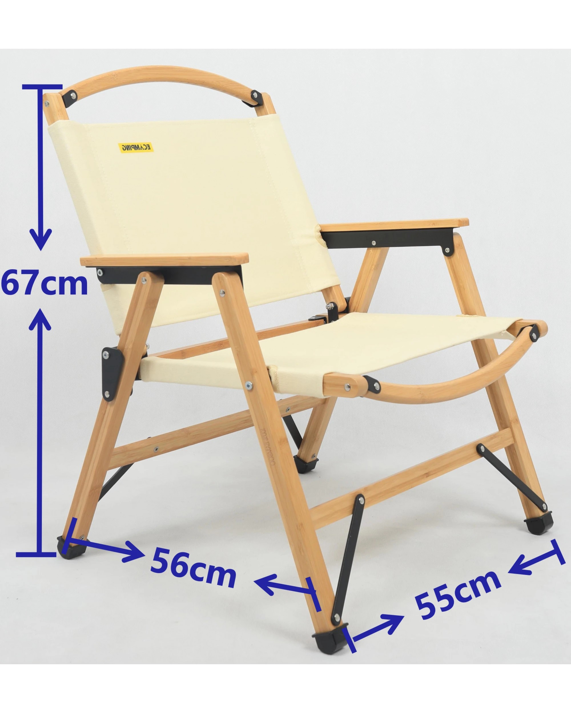 4 BR Home Bamboo Canvas Foldable Outdoor Camping Chair Wooden Travel Picnic, 4 of 9