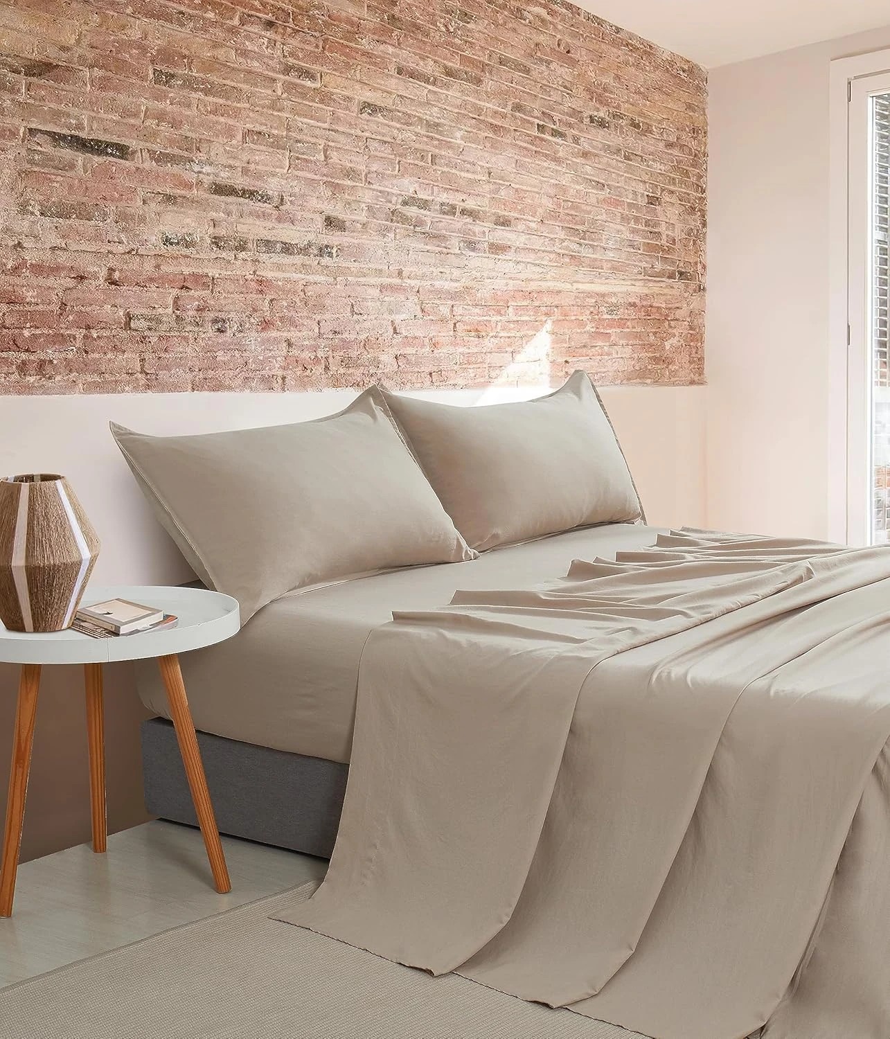 1 CleverPolly 100% Vintage Washed Microfibre Sheet Set - Linen - Queen Bed, 1 of 6