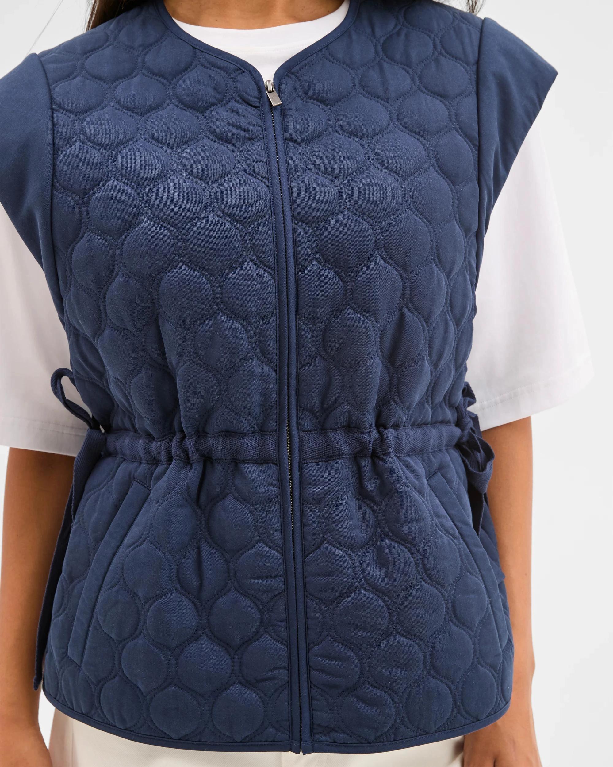 6 Target Woman Sleeveless Zip Through Front Quilted Vest NAVY BLUE, 6 of 10