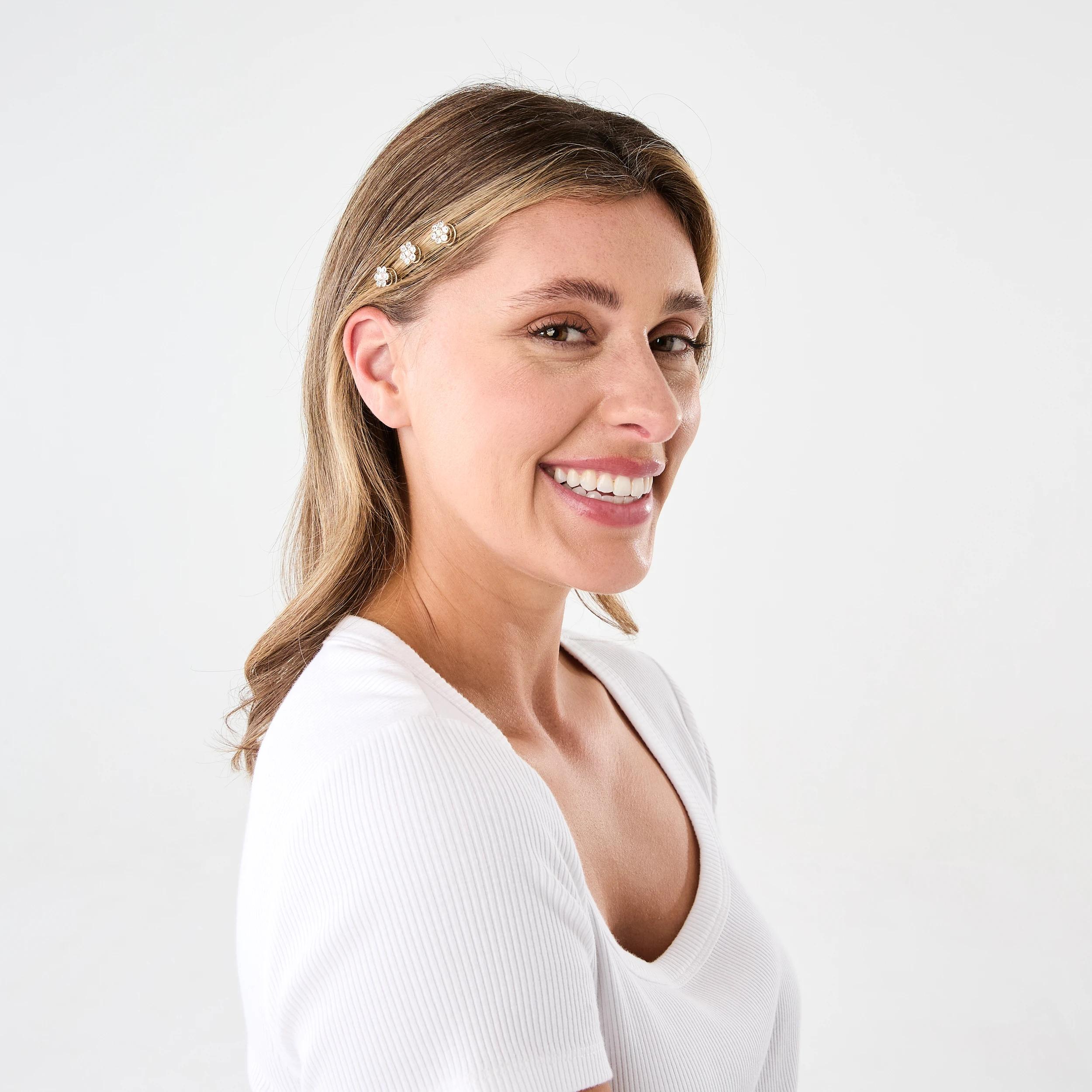 3 10 Pack Gold Tone Flower Spiral Hair Clips GOLD, 3 of 4