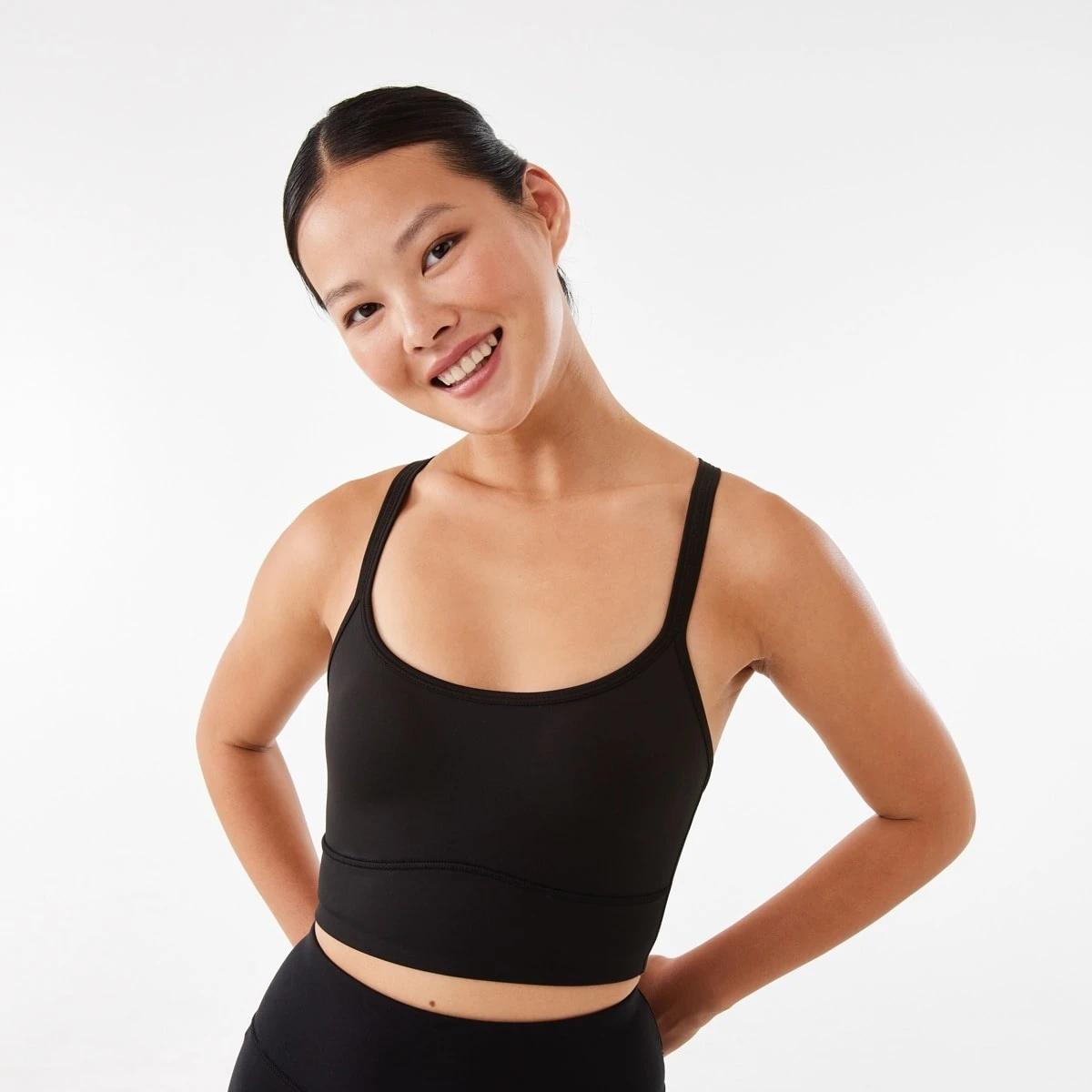 1 Active Womens Moulded Crop Top BLACK, 1 of 8