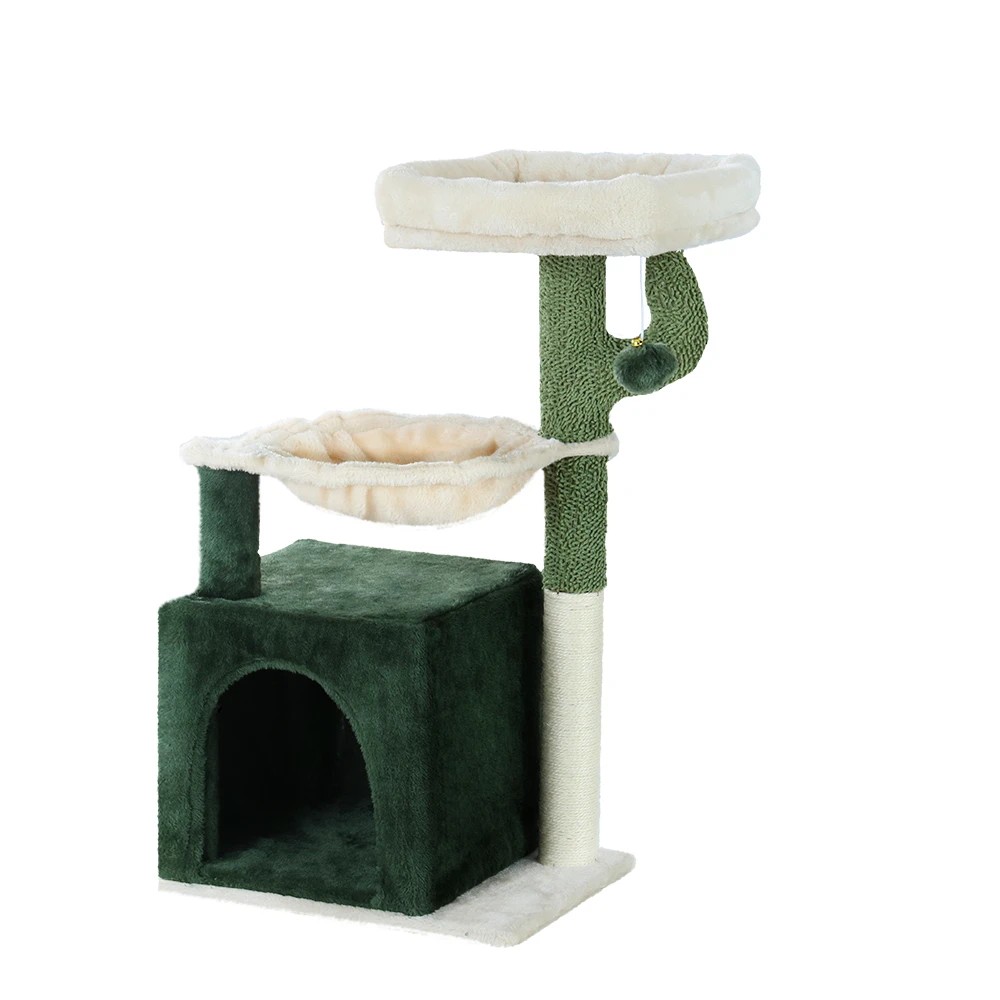 1 i.Pet Cat Tree 78cm Scratching Post Tower Scratcher Wood Condo House Bed Toys - Green, 1 of 5