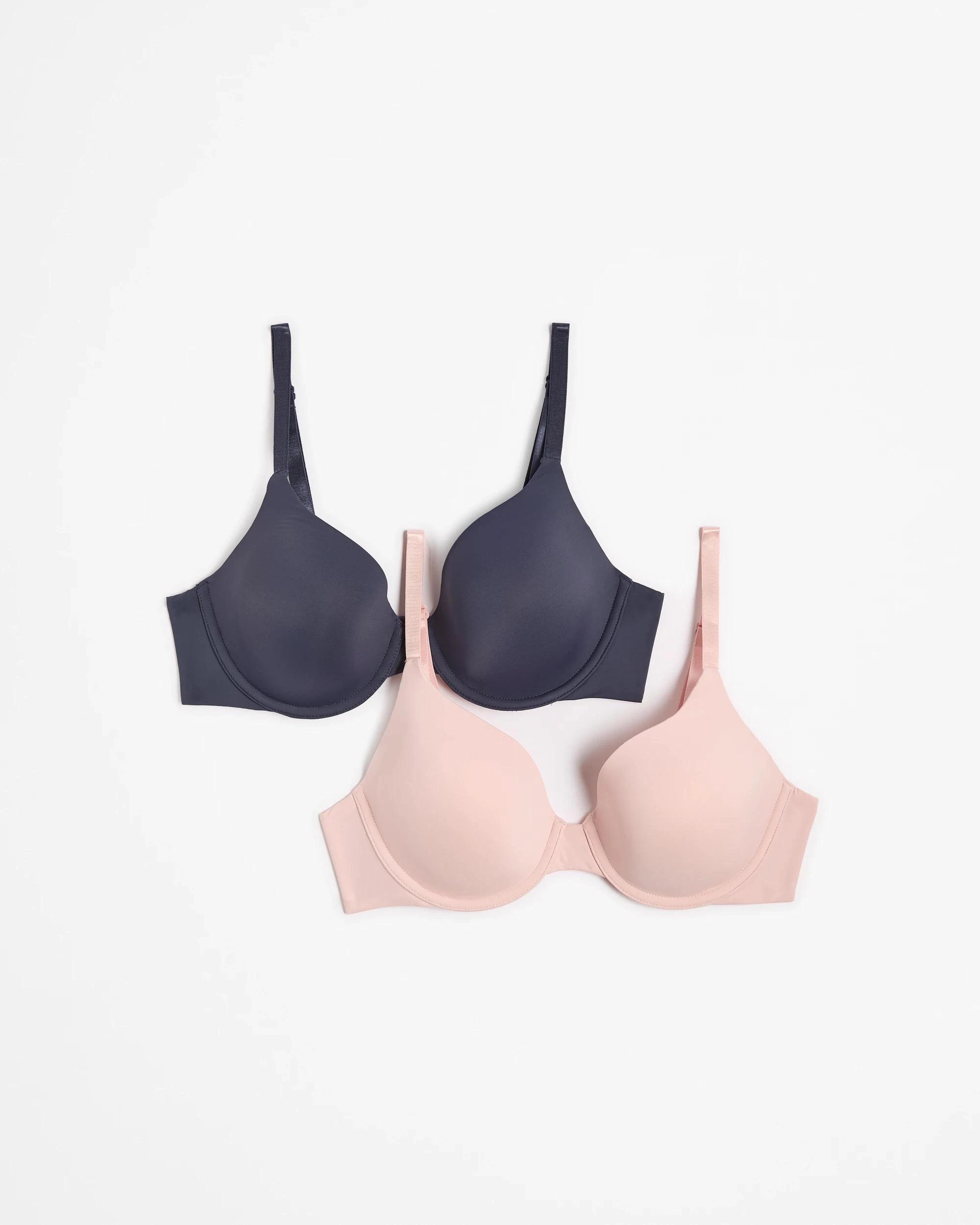 1 Target Woman 2 Pack Perfect Underwire T-Shirt Bra LOTUS PINK/BLACK, 1 of 5