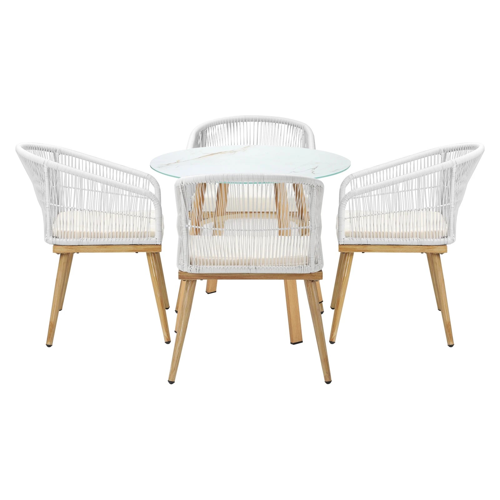 4 Livsip Outdoor Dining Set Table Lounge Chairs Patio Furniture Setting 5 Piece
 - Multi, 4 of 7