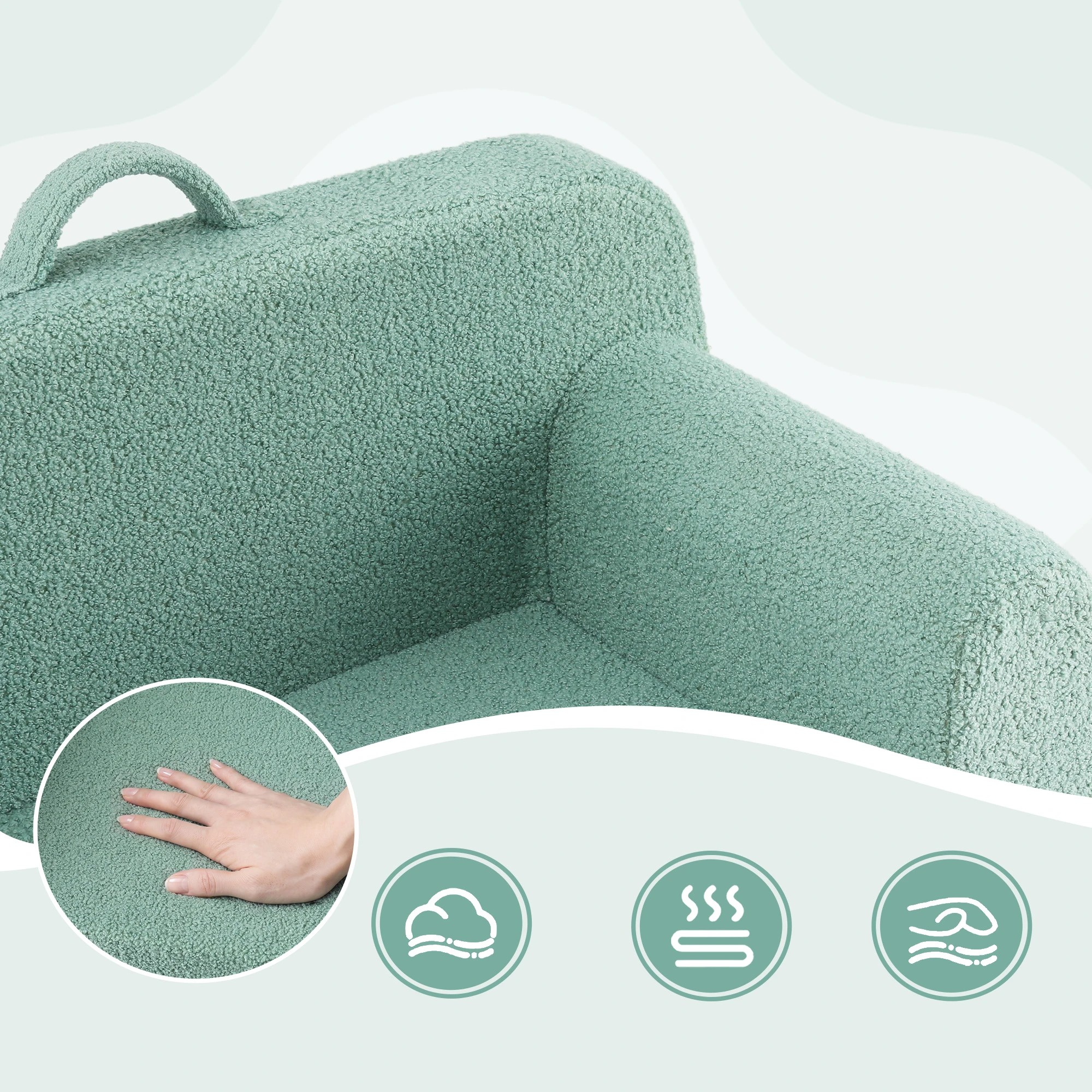7 Artiss Kids Sofa Toddler Foam Couch with Carry Handle Mint - Green, 7 of 9