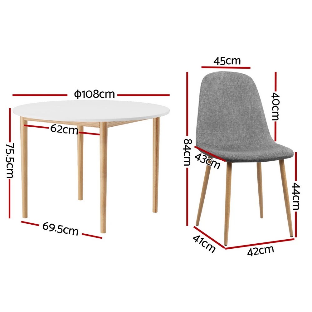 2 1 Artiss Dining Table and 4 Chairs Set - Multi, 2 of 4