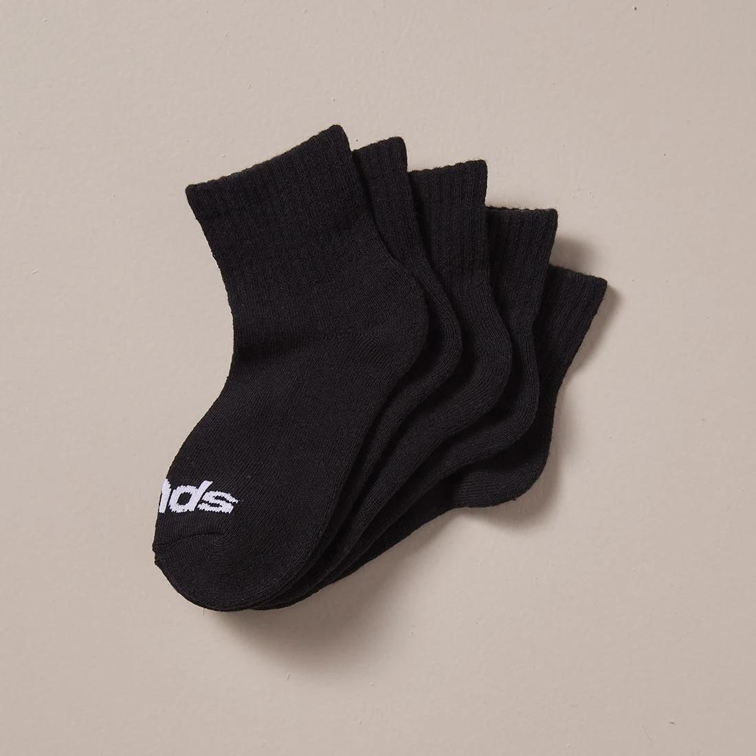 1 Bonds Kids Cushioned 1/4 Crew Socks - 5 Pack BLACK, 1 of 2