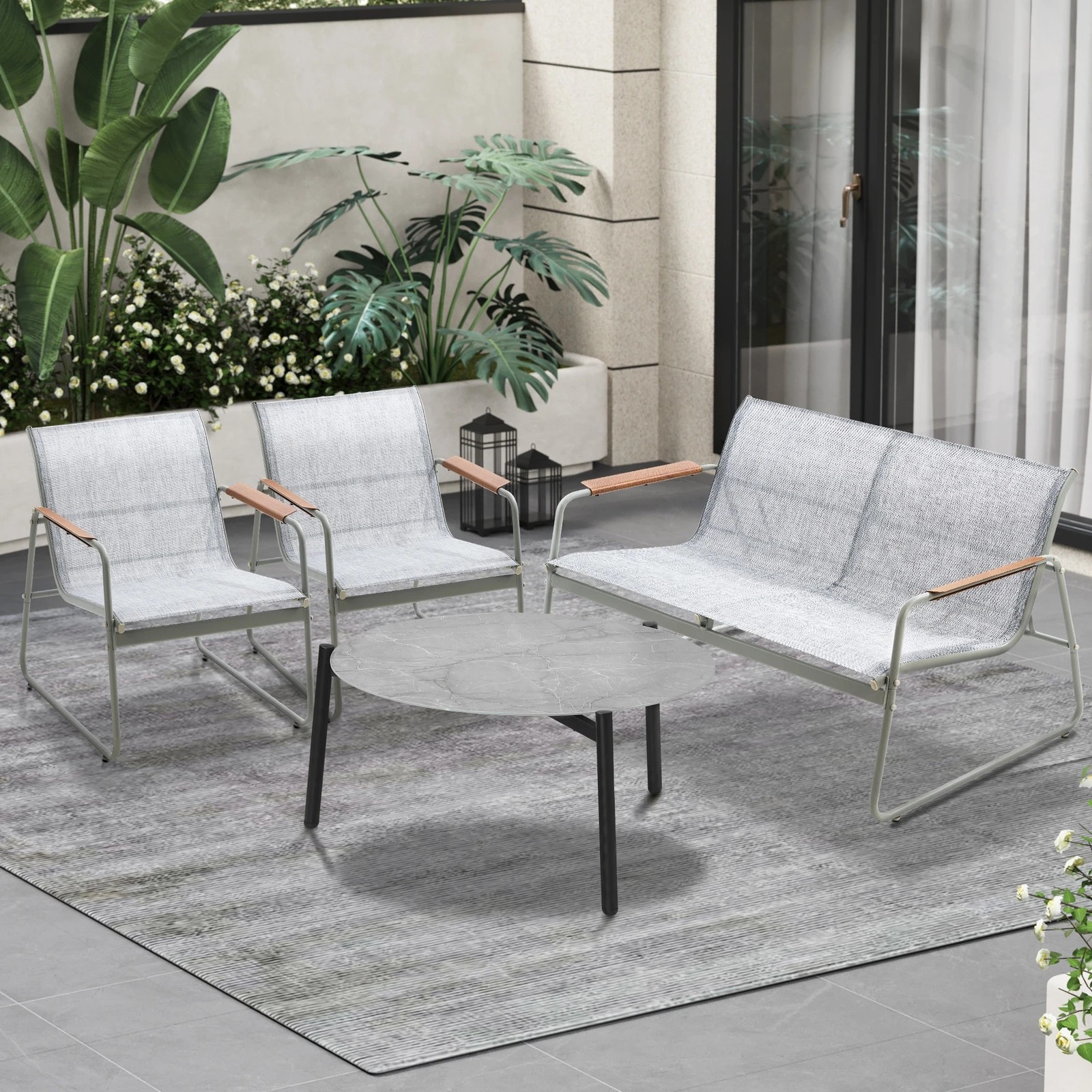 3 Livsip Outdoor Lounge Setting 4 Seater Furniture Patio 70cm Coffee Table Garden - Multi, 3 of 9