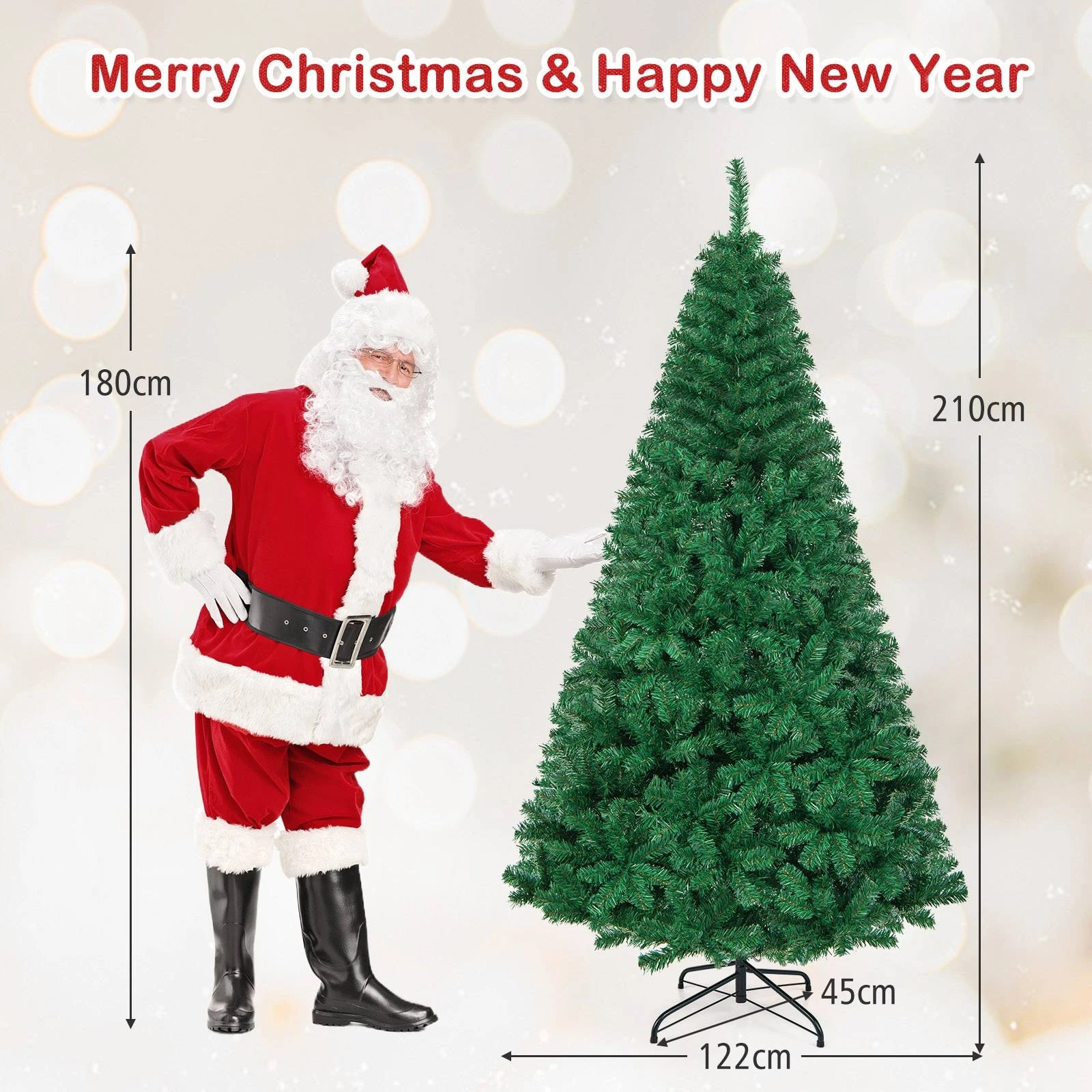 2 Costway 2.1M (7ft) PVC Artificial Christmas Tree - Green, 2 of 3