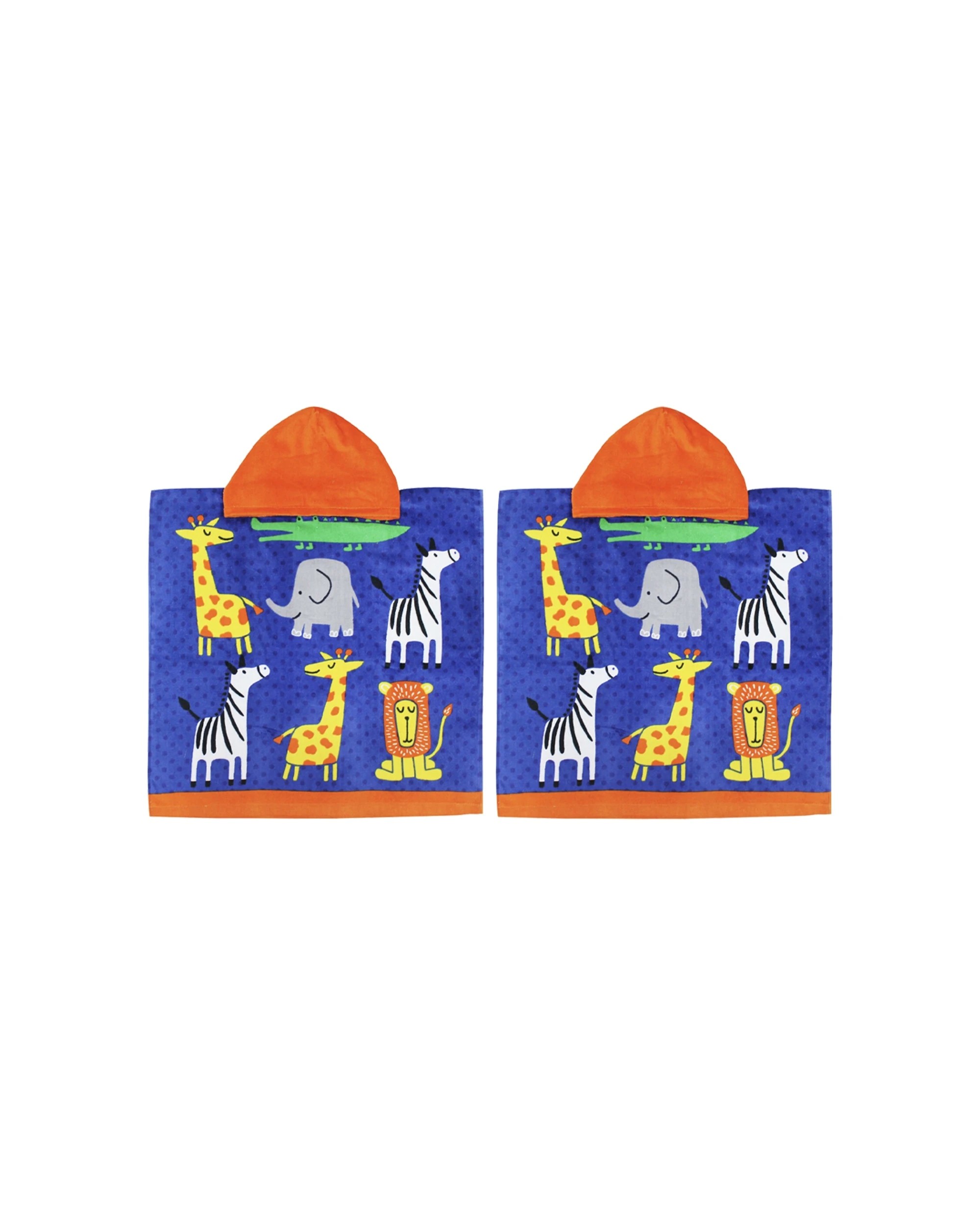 1 Onkaparinga Kids Absorbent Hooded Beach Towel Animals 2PK 60x120cm - Multi, 1 of 1
