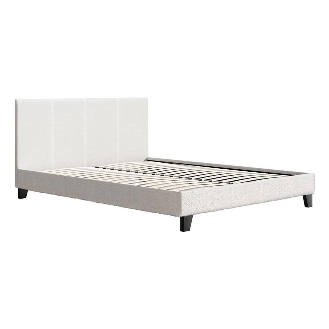 1 Artiss Bed Frame Queen Size Boucle NEO - White, 1 of 6