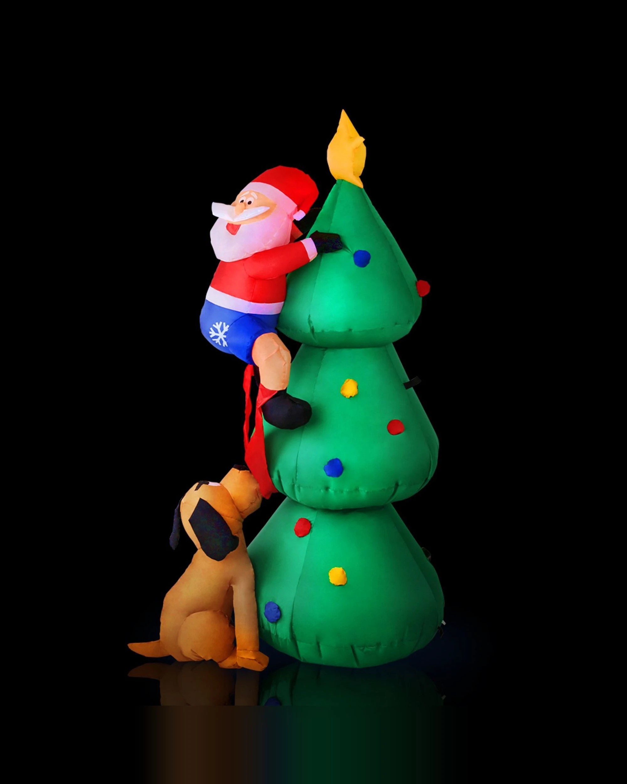 1 Jingle Jollys Christmas Inflatable Santa Tree 1.8M Illuminated Decorations - Multi, 1 of 7