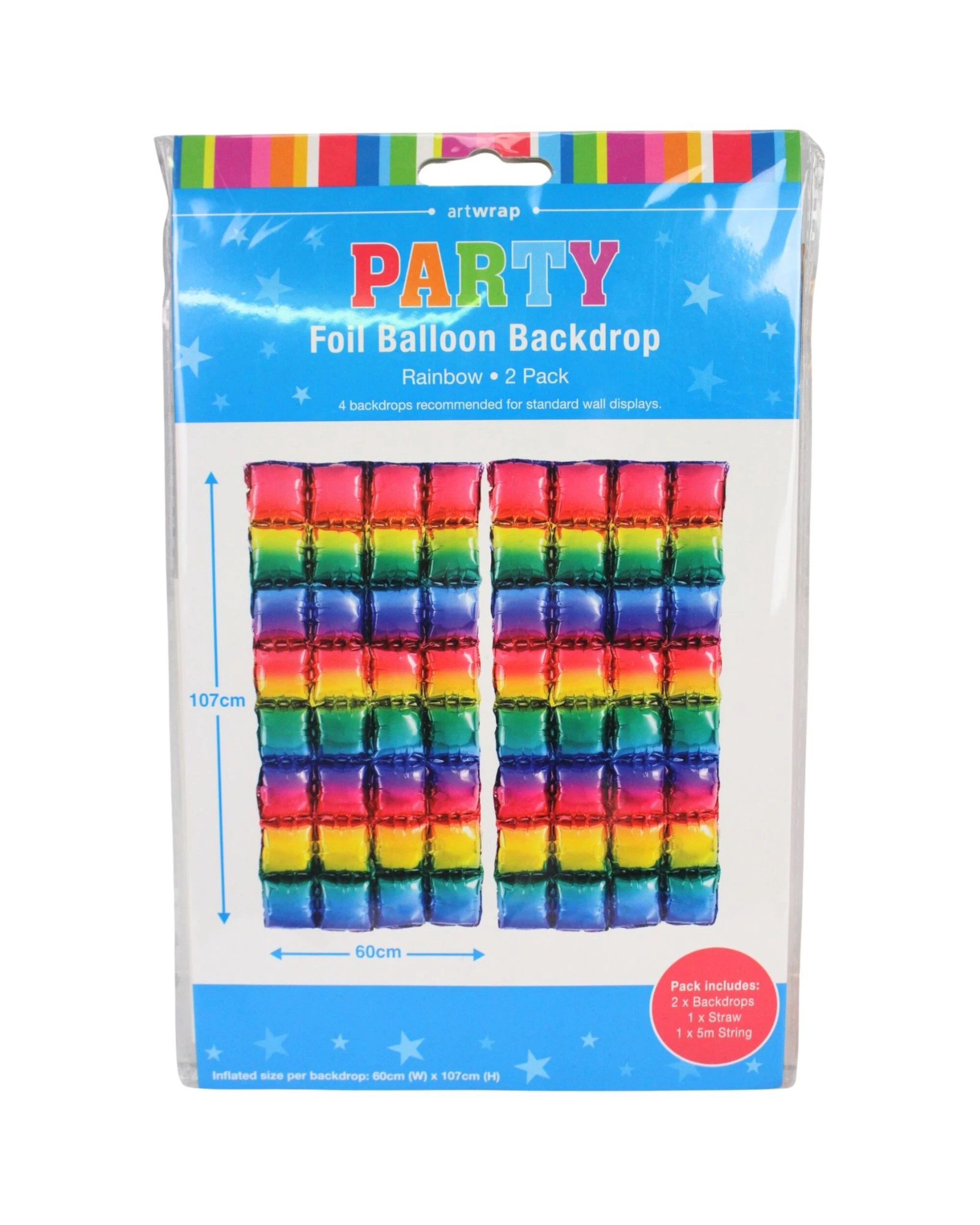 3 Artwrap Rainbow Foil Balloon Backdrop Air Fill Pack of 2 - Metallic, 3 of 4