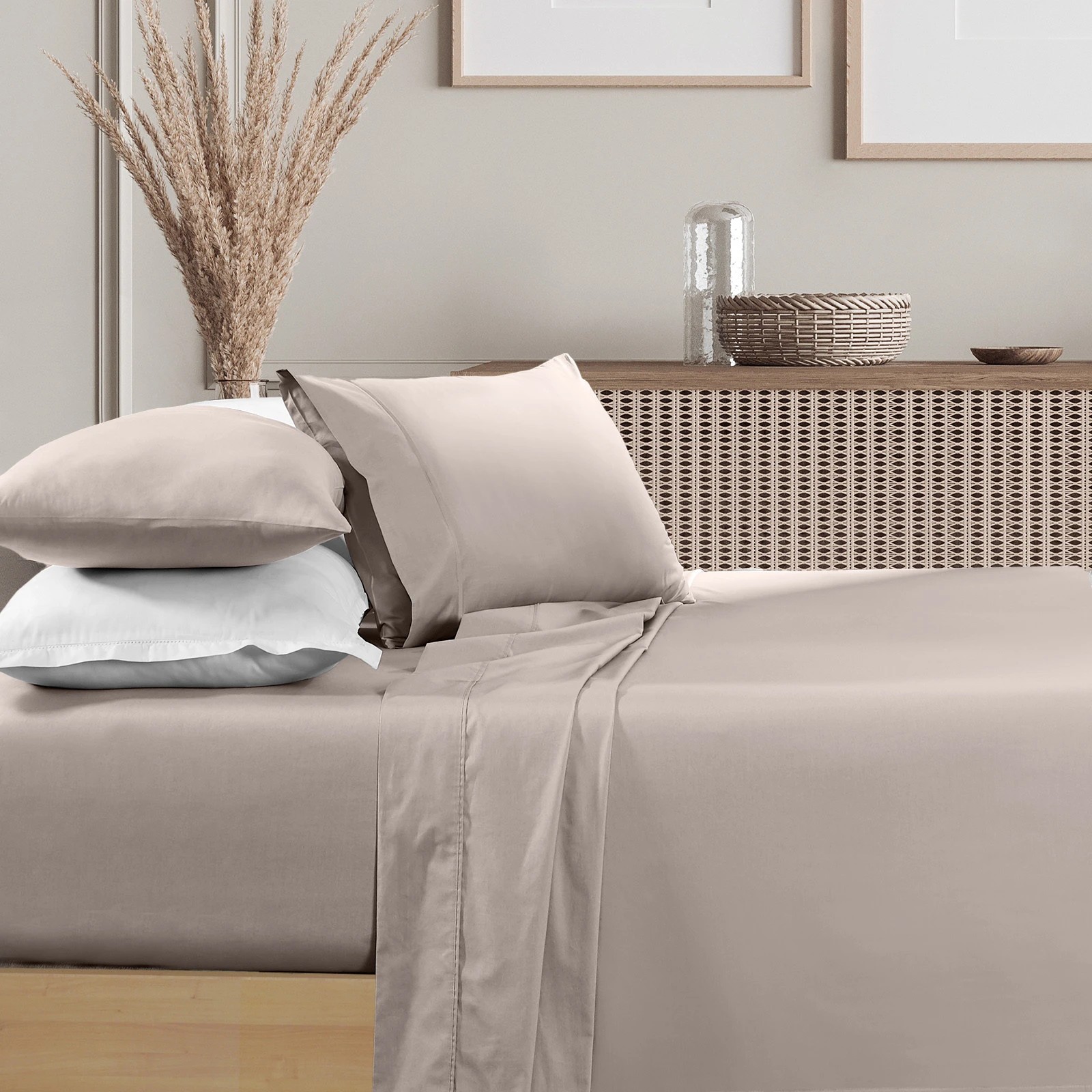 2 Renee Taylor 1500 Thread Count Pure Soft Cotton Blend Flat & Fitted Sheet Set - King Bed - Grey, 2 of 6
