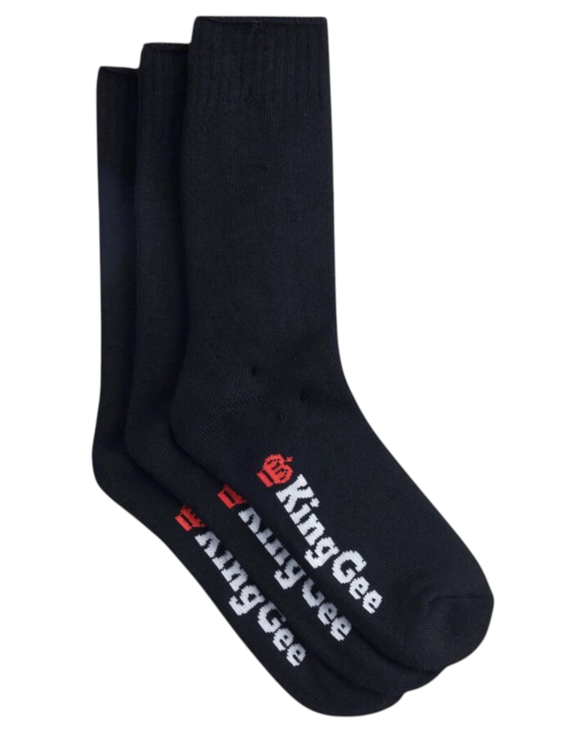 2 KingGee 12 Pairs Mens Bamboo Black Work Socks BLACK, 2 of 3