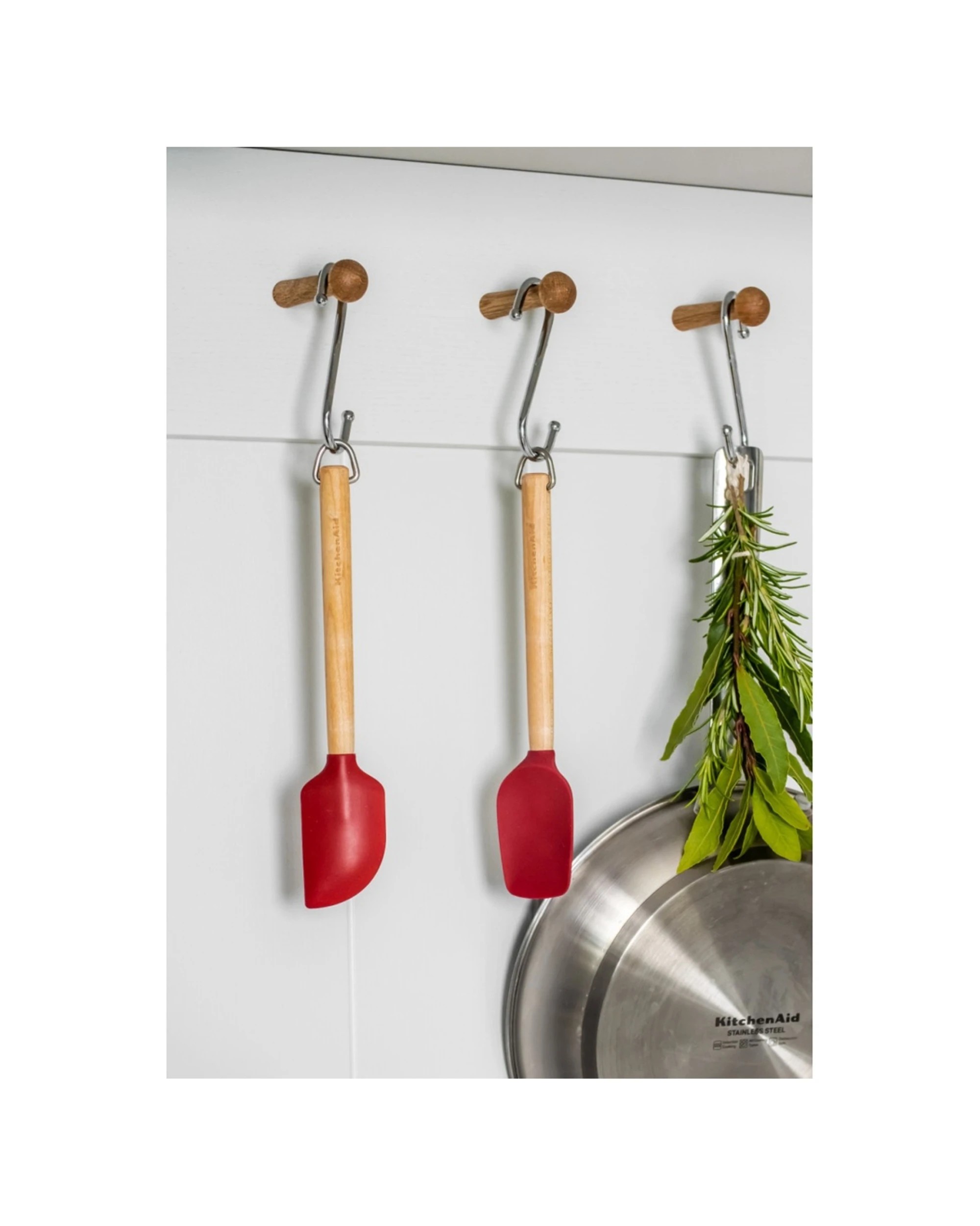 2 KitchenAid 2pc Mini Birchwood Kitchen Spatula Tool Set - Red, 2 of 6