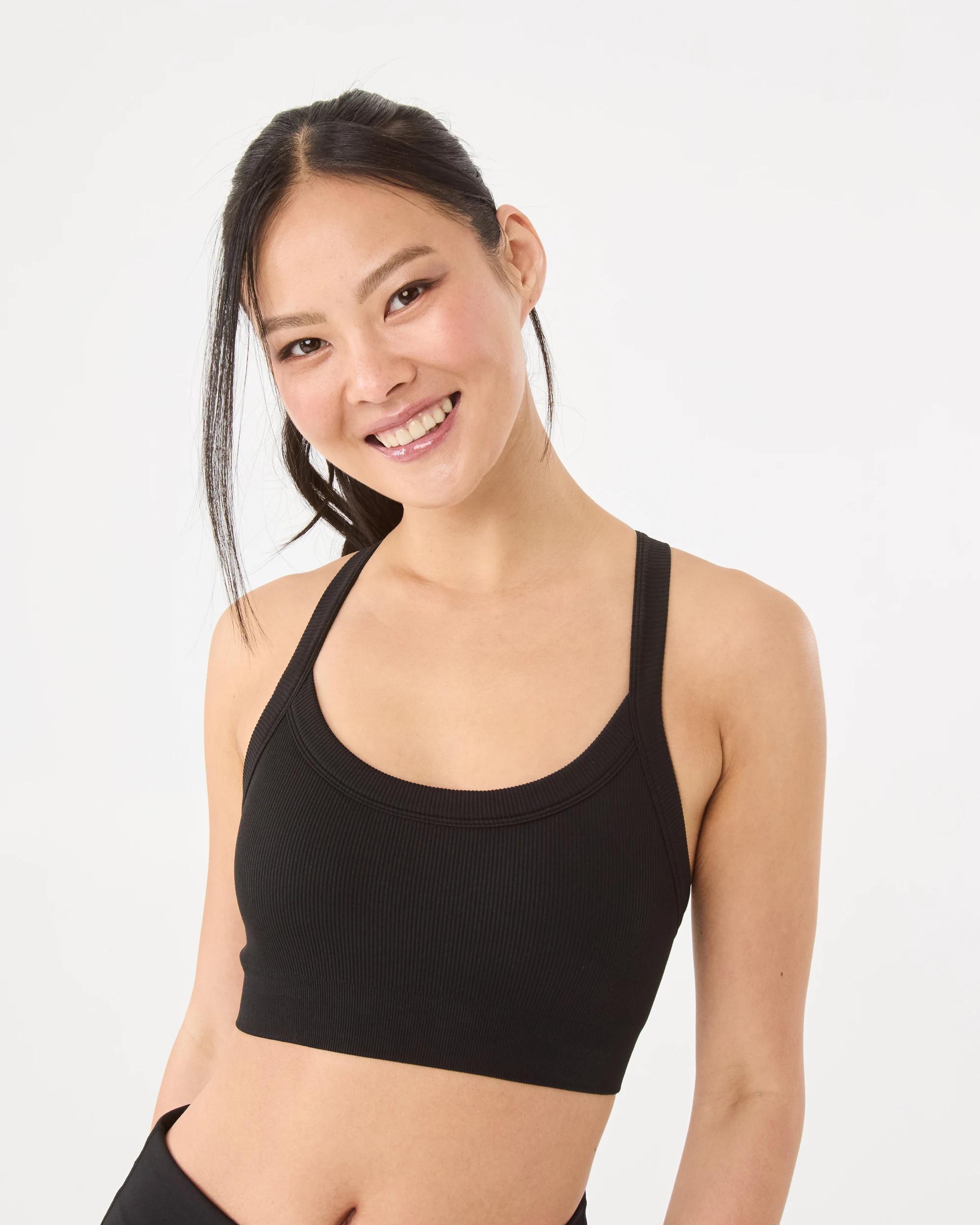 1 Active Womens Seamfree Support Crop Top Black, 1 of 9