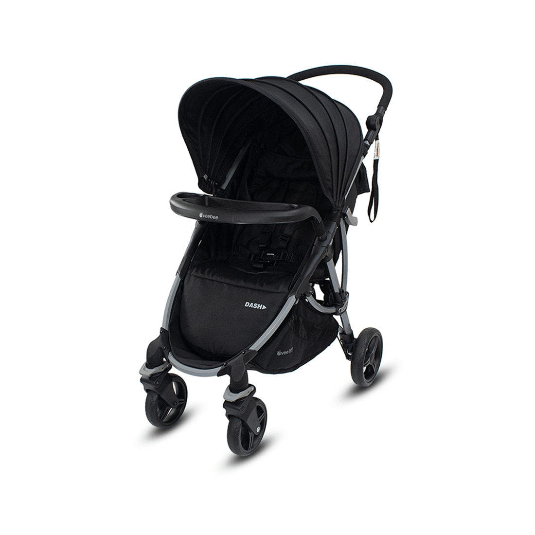 1 Vee Bee Dash Pram Foldable Reclining Baby Stroller With Tray Moon Shadow Colour
 - Black, 1 of 9