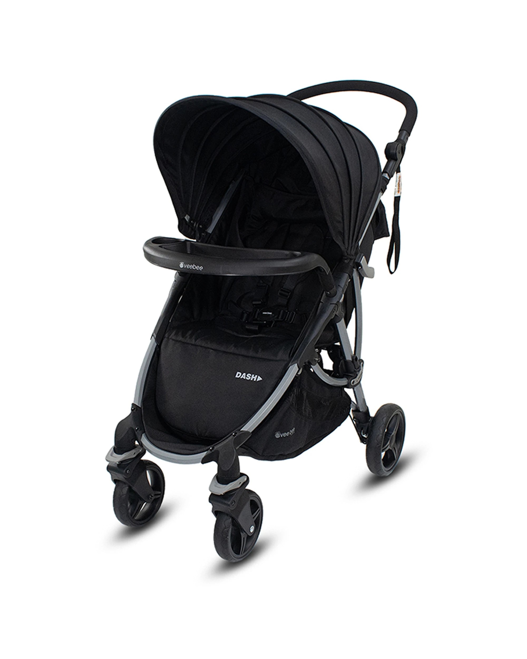 1 Vee Bee Dash Pram Foldable Reclining Baby Stroller With Tray Moon Shadow Colour
 - Black, 1 of 9