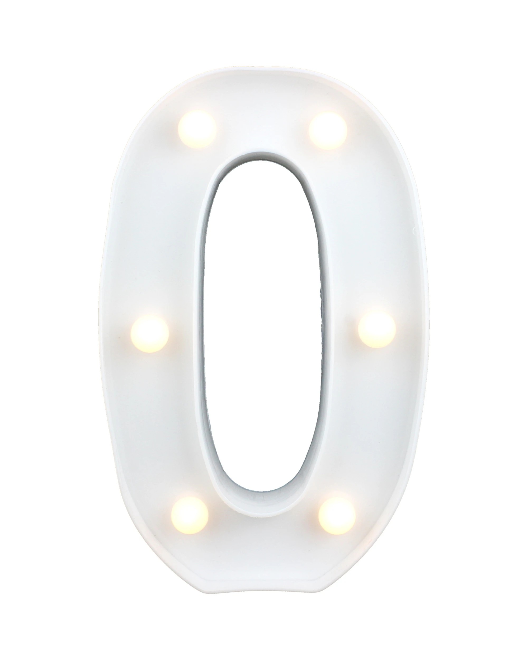 1 Partyrama LED Light Up Number 0 White, 1 of 3