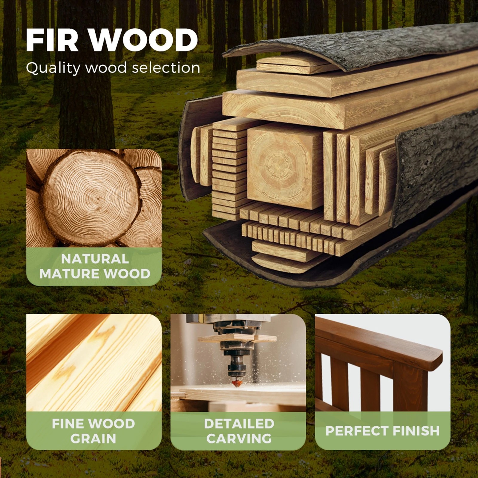 5 Livsip Garden Bench Wooden Outdoor Table & Chair Set - Brown, 5 of 10