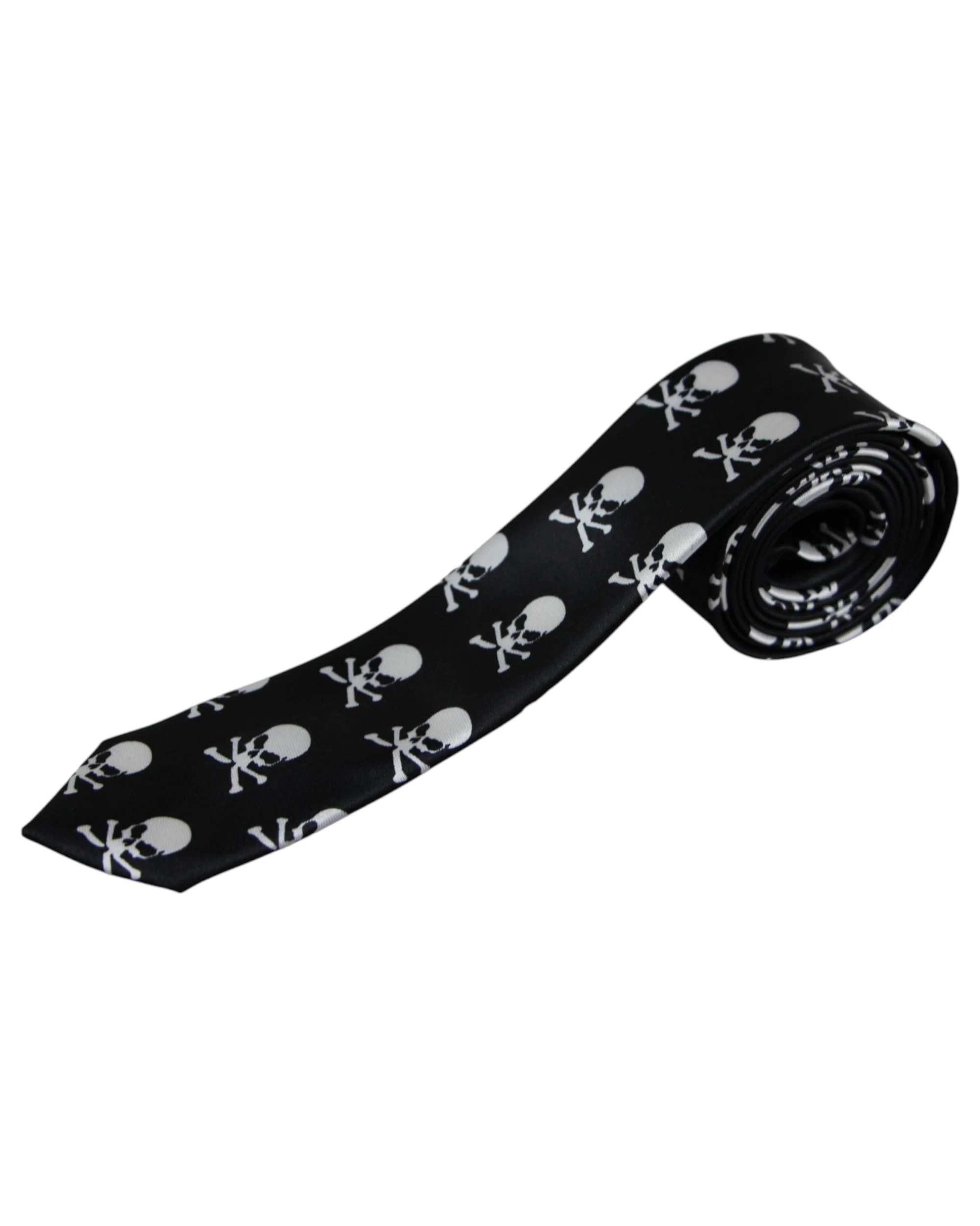 1 Zasel Mens Black & White Skulls 5cm Skinny Neck Tie - Multi - Multi, 1 of 4