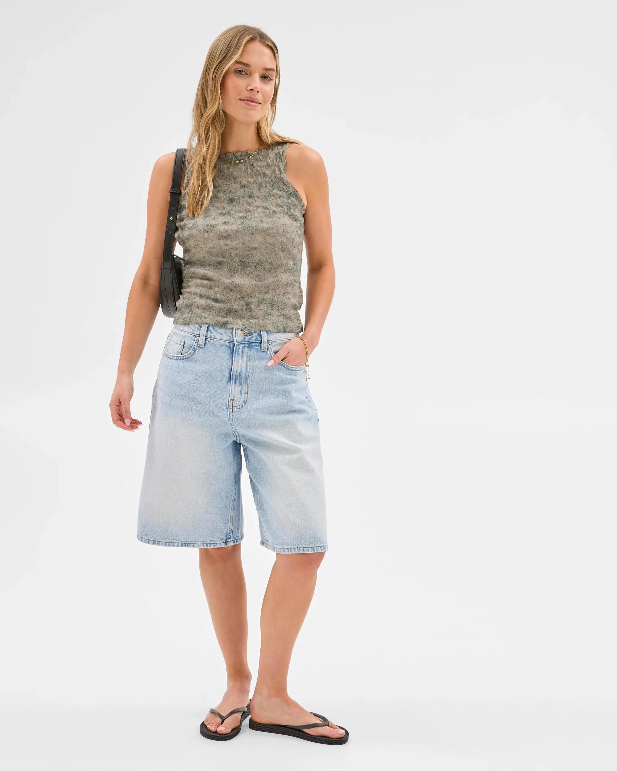 1 Lily Loves Plisse Mesh Boat Neck Tank Top KHAKI, 1 of 6