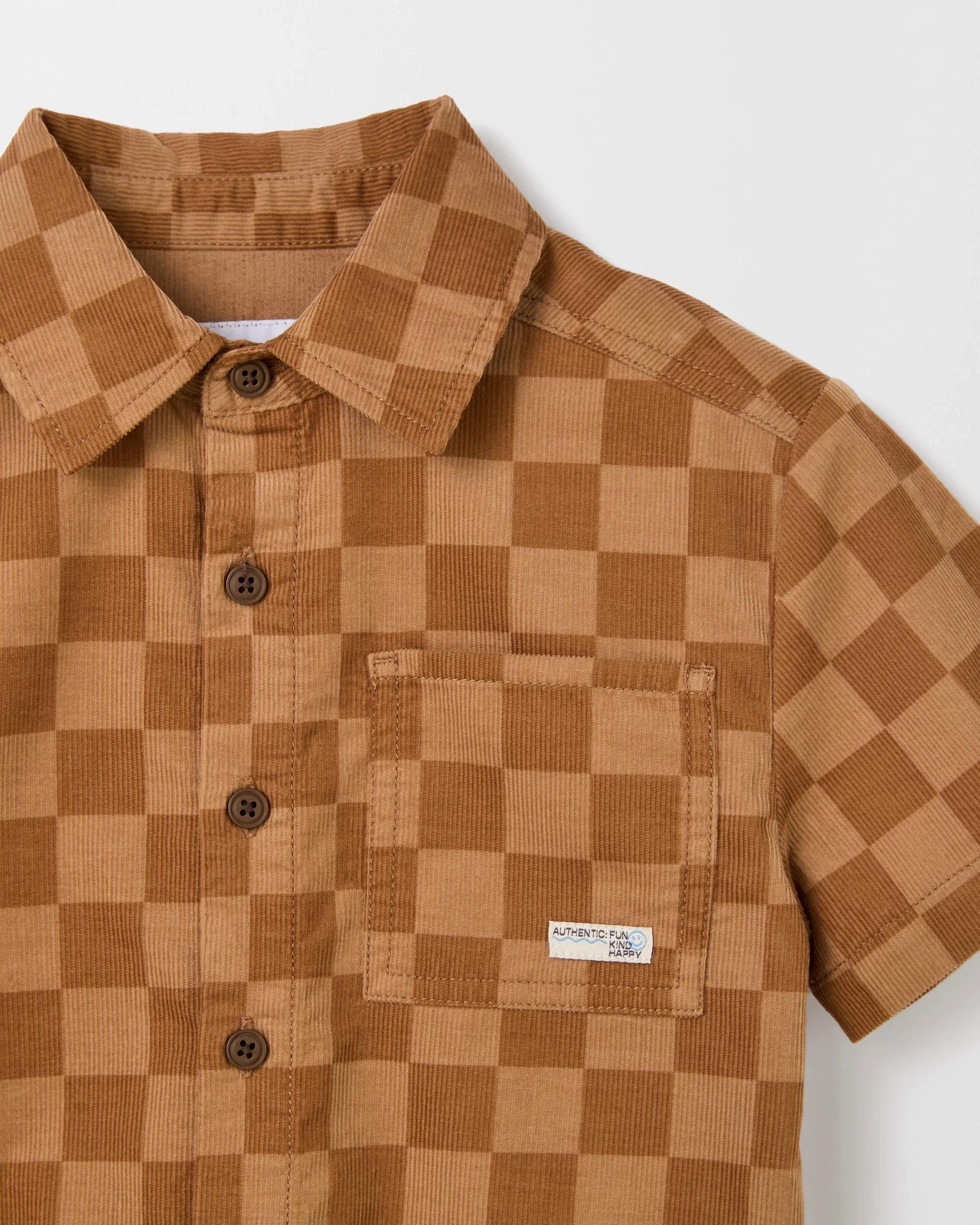 2 Target Kids Australian Cotton Short Sleeve Mini Cord Shirt TIGERS EYE, 2 of 2