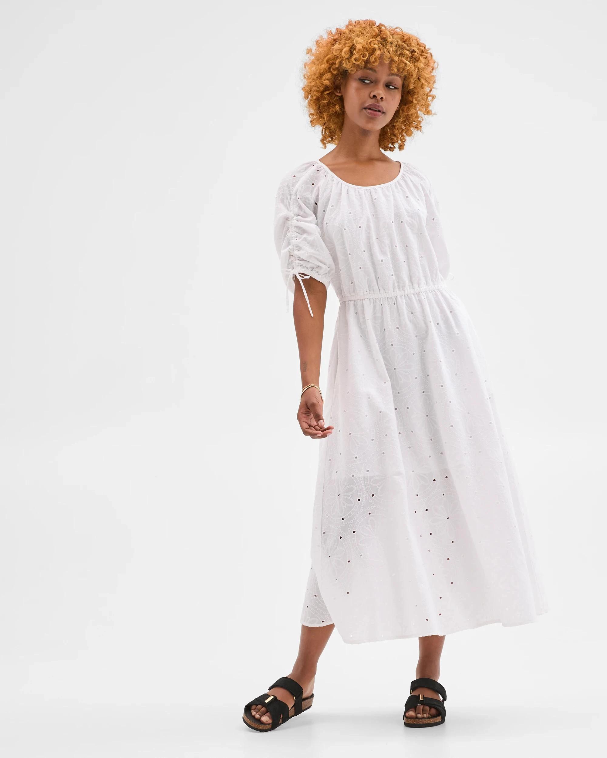 1 Target Petites Petites Broderie Maxi Dress WHITE, 1 of 5