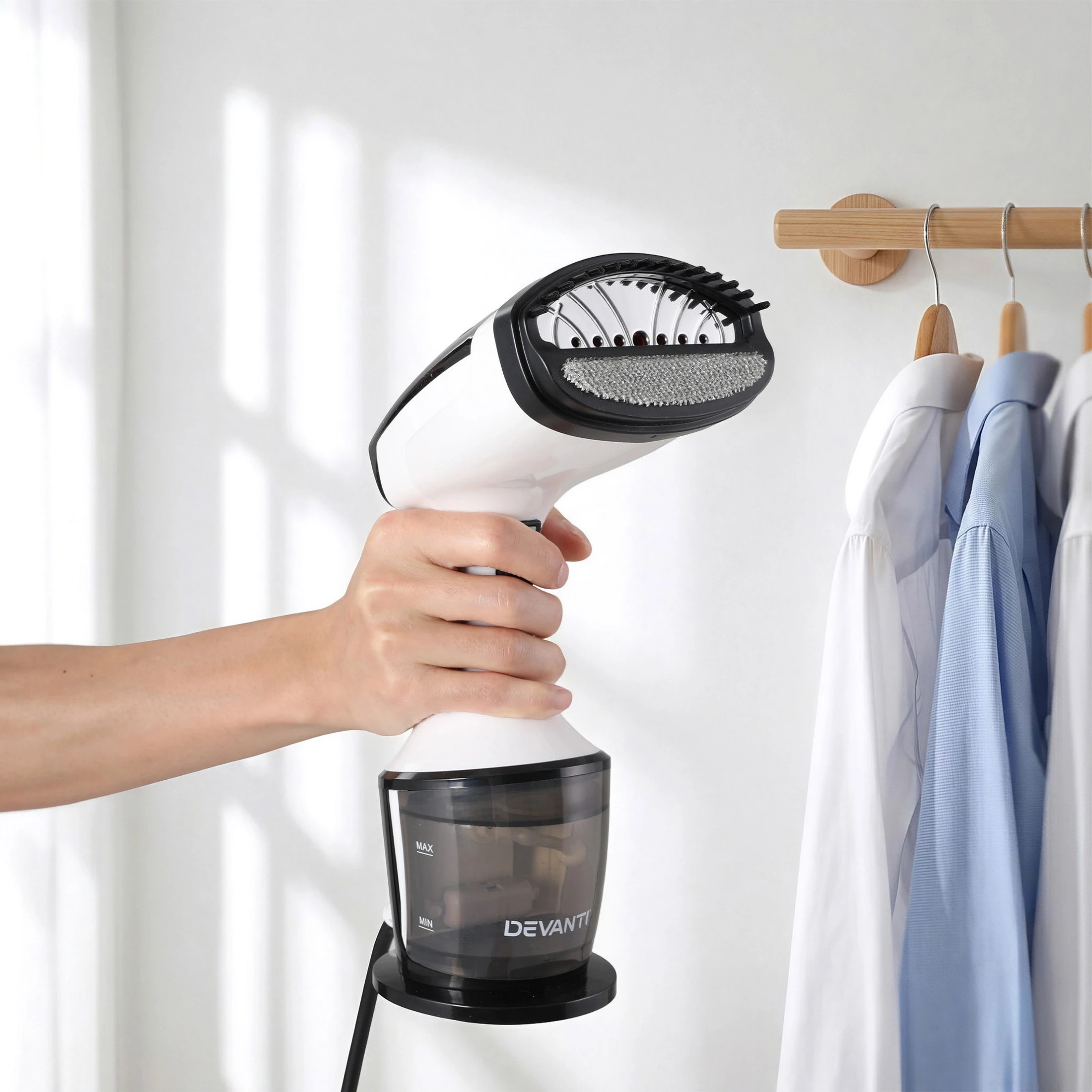 7 Devanti Clothes Steamer 1500W Fast 30s Heat-Up Portable Handheld Steam Iron for Home Travel Business - White, 7 of 9