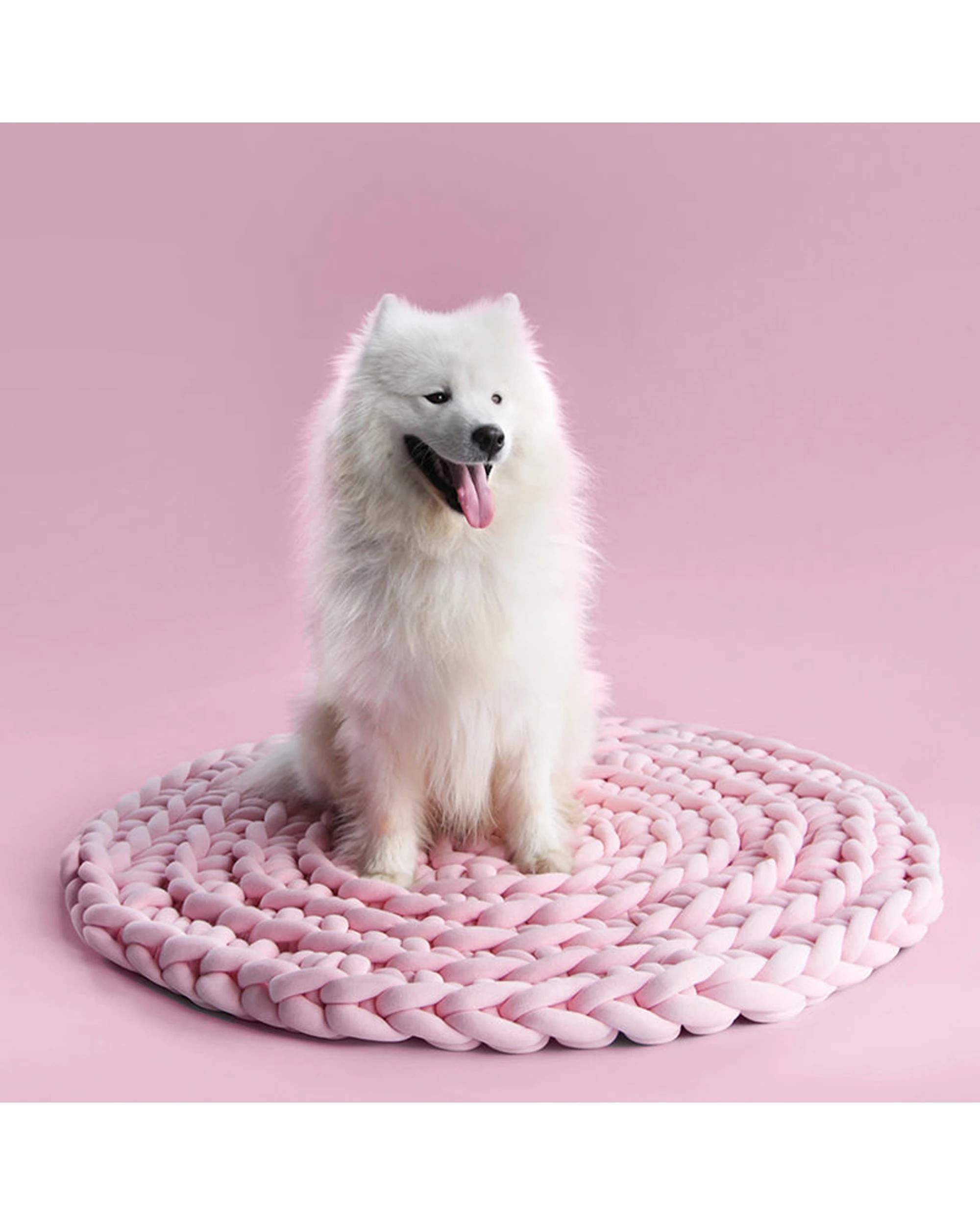 4 Cotton More Hand Knitted Chunky Braid Round Rug 90cm - Pink, 4 of 8