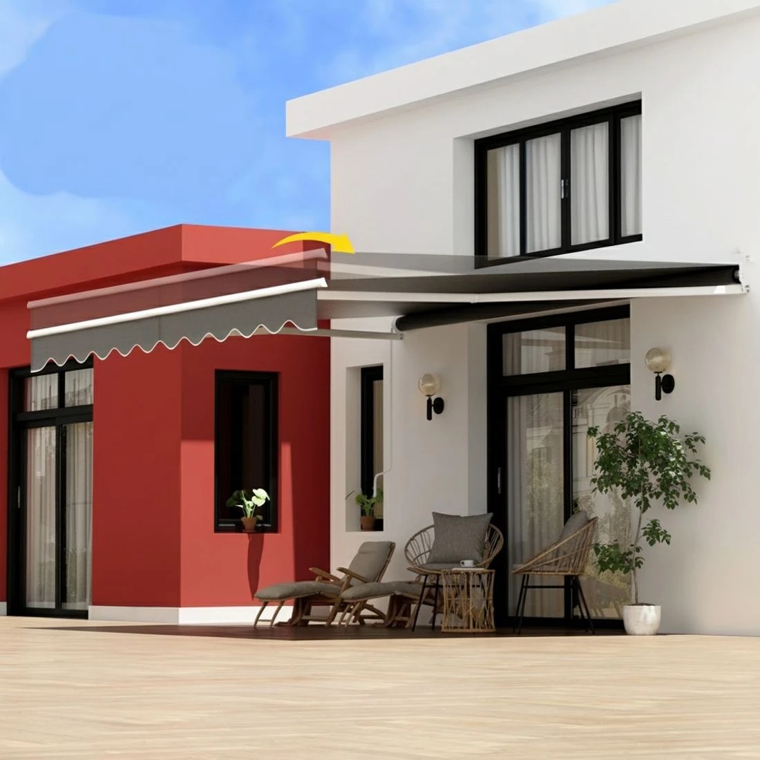 5 Instahut Retractable Folding Arm Awning Manual Sunshade 4.5Mx3M - Grey, 5 of 6